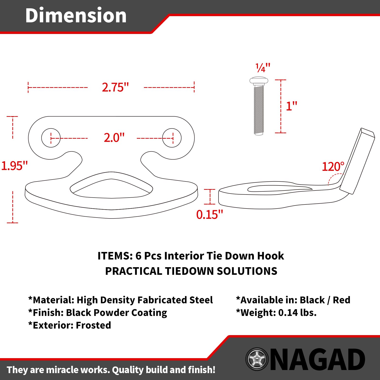ONAGAD Tie Down Anchors 6 Pack for Ford F150 2000-2017, Black Powder Coated High Density Steel, Fits Styleside & Explorer Sport Trac