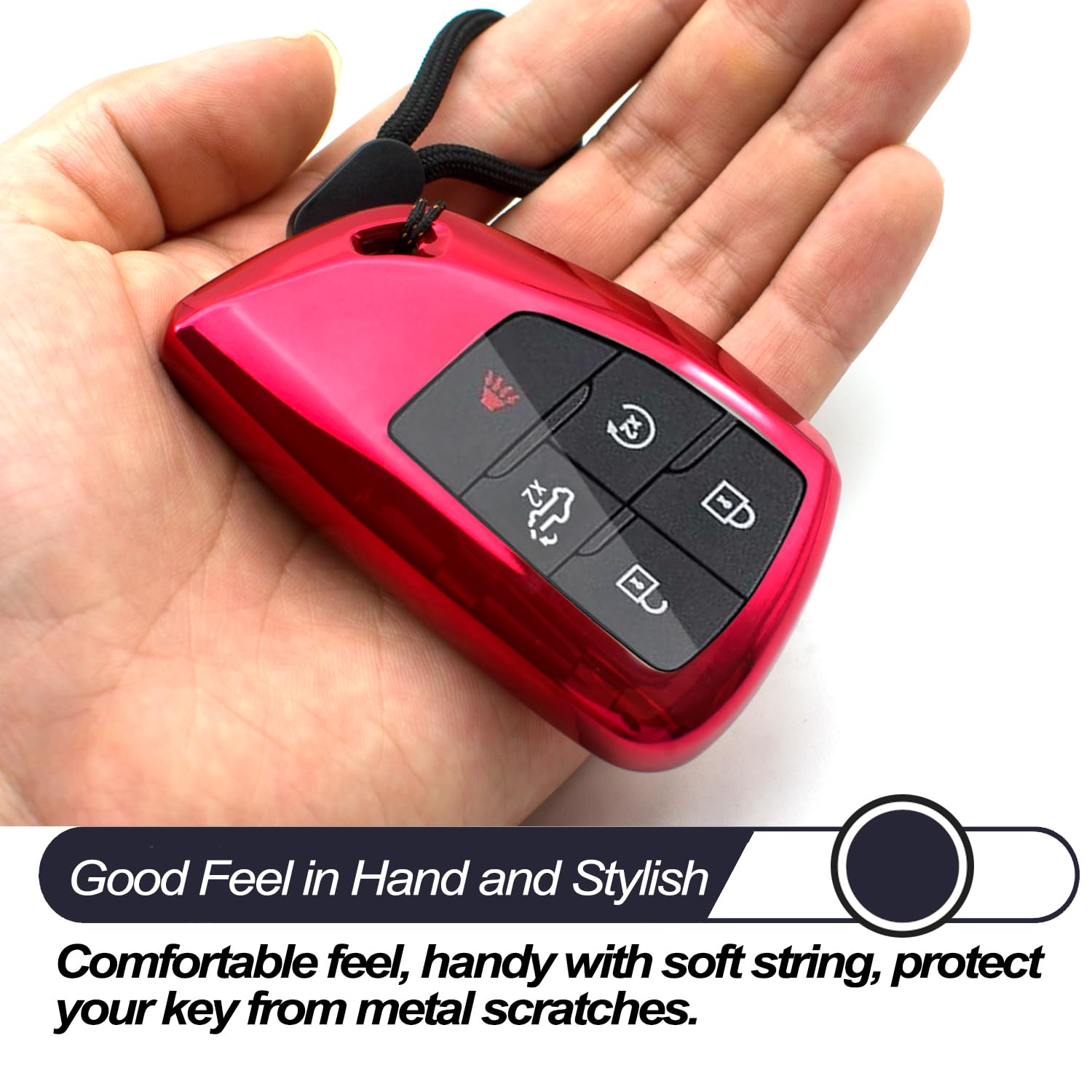 MECHCOS TPU Key Fob Cover for GMC Chevy Silverado 1500 2500 SUV, Universal Red Protector, Model 10588
