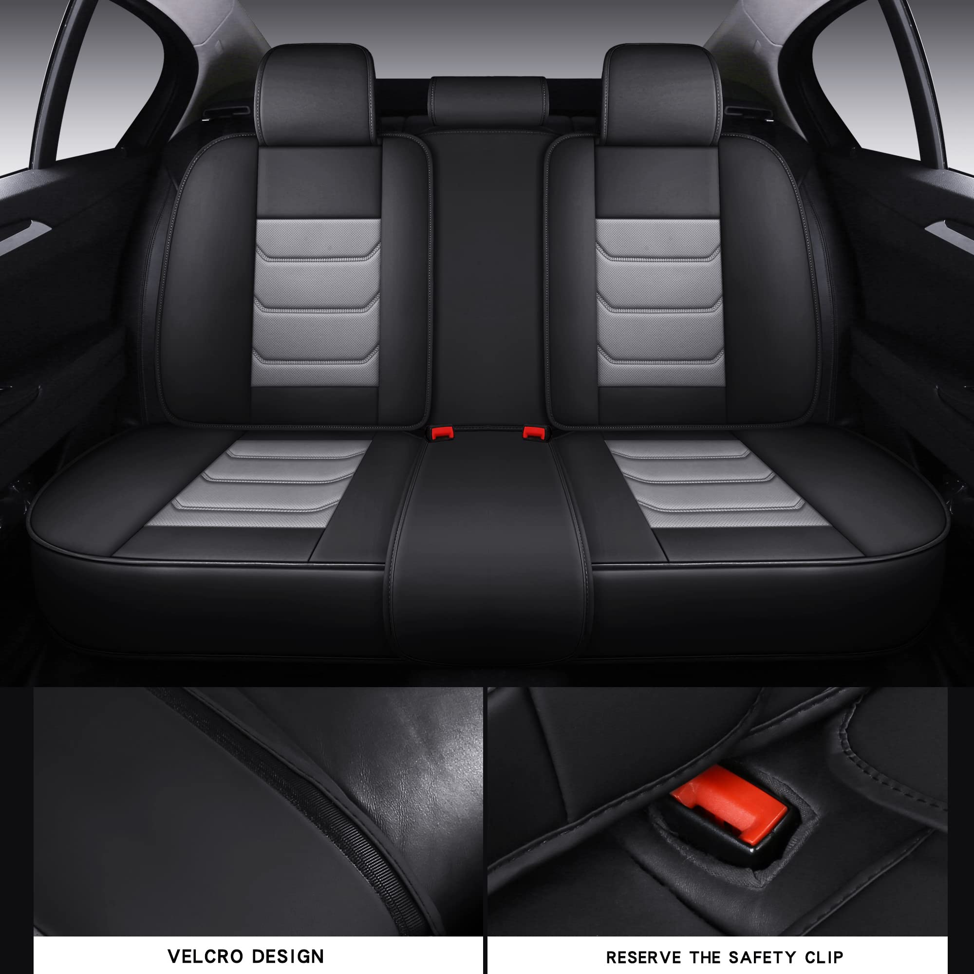 Isen-Coverauto Full Coverage Faux Leather Car Seat Covers Full Set,Automotive Seat Covers For Cars,Suvs Pick-Up Truck, Car Seat