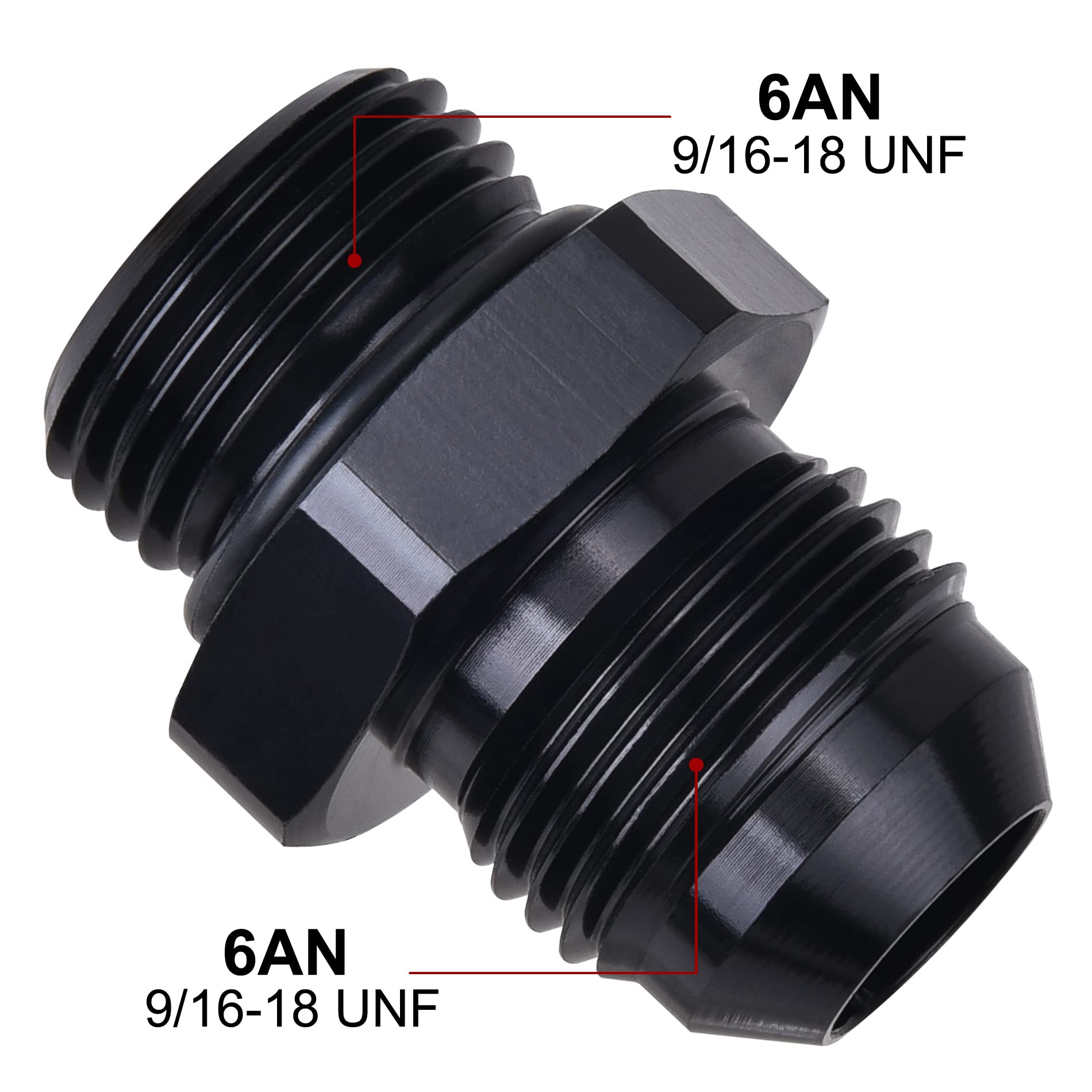 Evil Energy 6An Flare To 6An Orb Male Fuel Rail Adapter Fitting Black 2Pcs