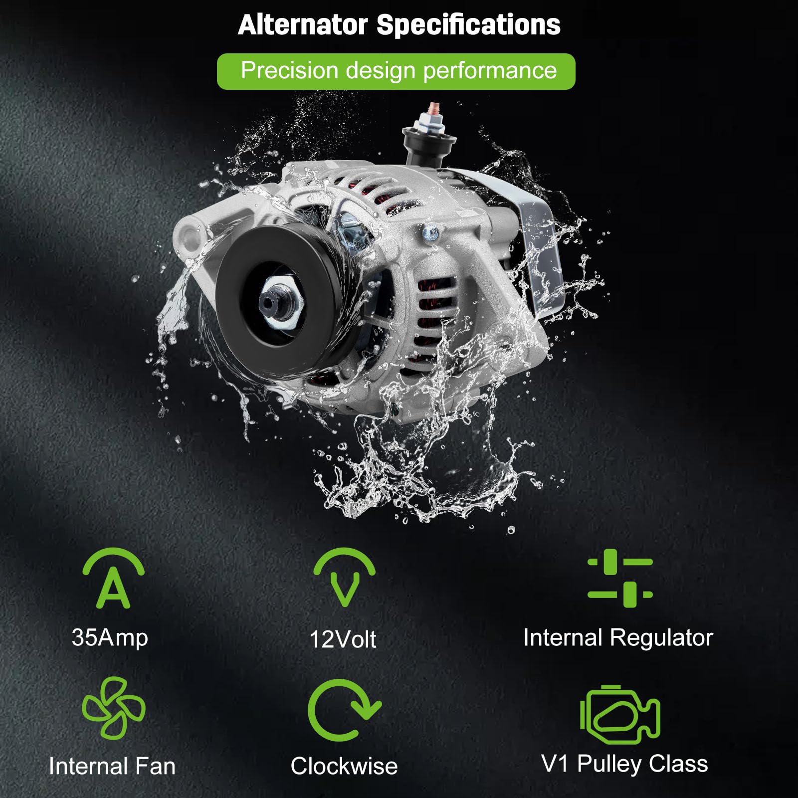 Scitoo Alternator Fits For Chevrolet For Express 1500 06 07,For Chevrolet For Silverado 1500 07, For Gmc For Savana 1500 06 07 1-Wire 35 Amp 1-2119-11Ndse 12180-S 12180-Sen High Output Alternator