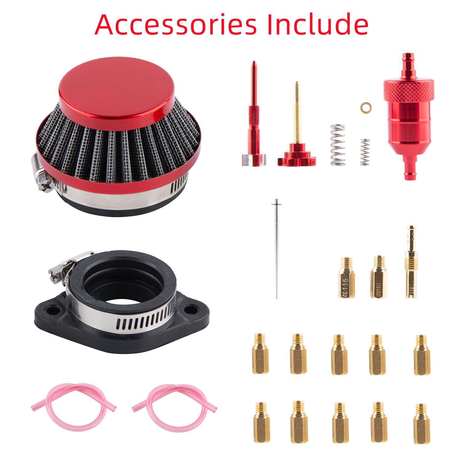 QXBER PWK 34mm Racing Carburetor Kit for 125cc-250cc 2T/4T Dirt Bikes, ATVs, Scooters - Black