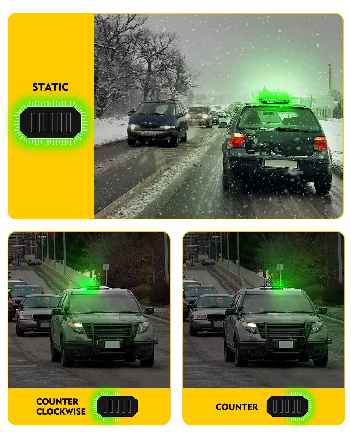 LUMENIX 42" LED Strobe Beacon Light Bar - Green, Emergency Flashing Lights for Law Enforcement, Tow Trucks, Snowplow, Model: 0ff0c62b-