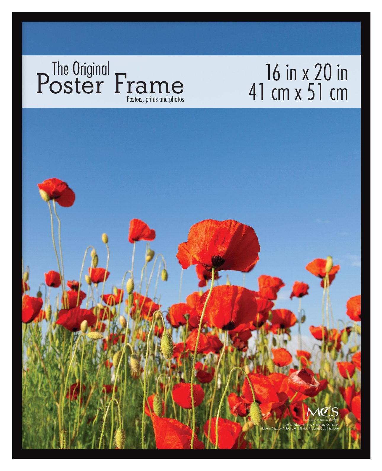 Mcs Original Poster Frame 16X20 Black Lightweight Vertical & Horizontal Wall Hanging Large Picture Frame For Posters, Art Prints