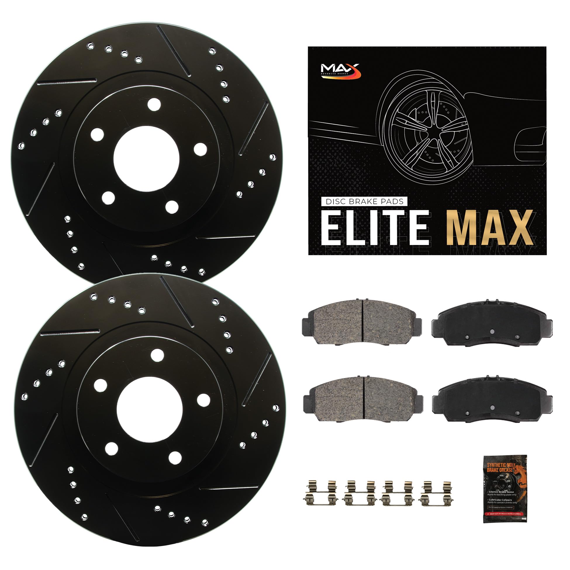 Max Advanced Brakes Rear Brake Kit Compatible With 2016-2019 Buick Cascada Verano Compatible With Chevy Cruze Volt Replacement D