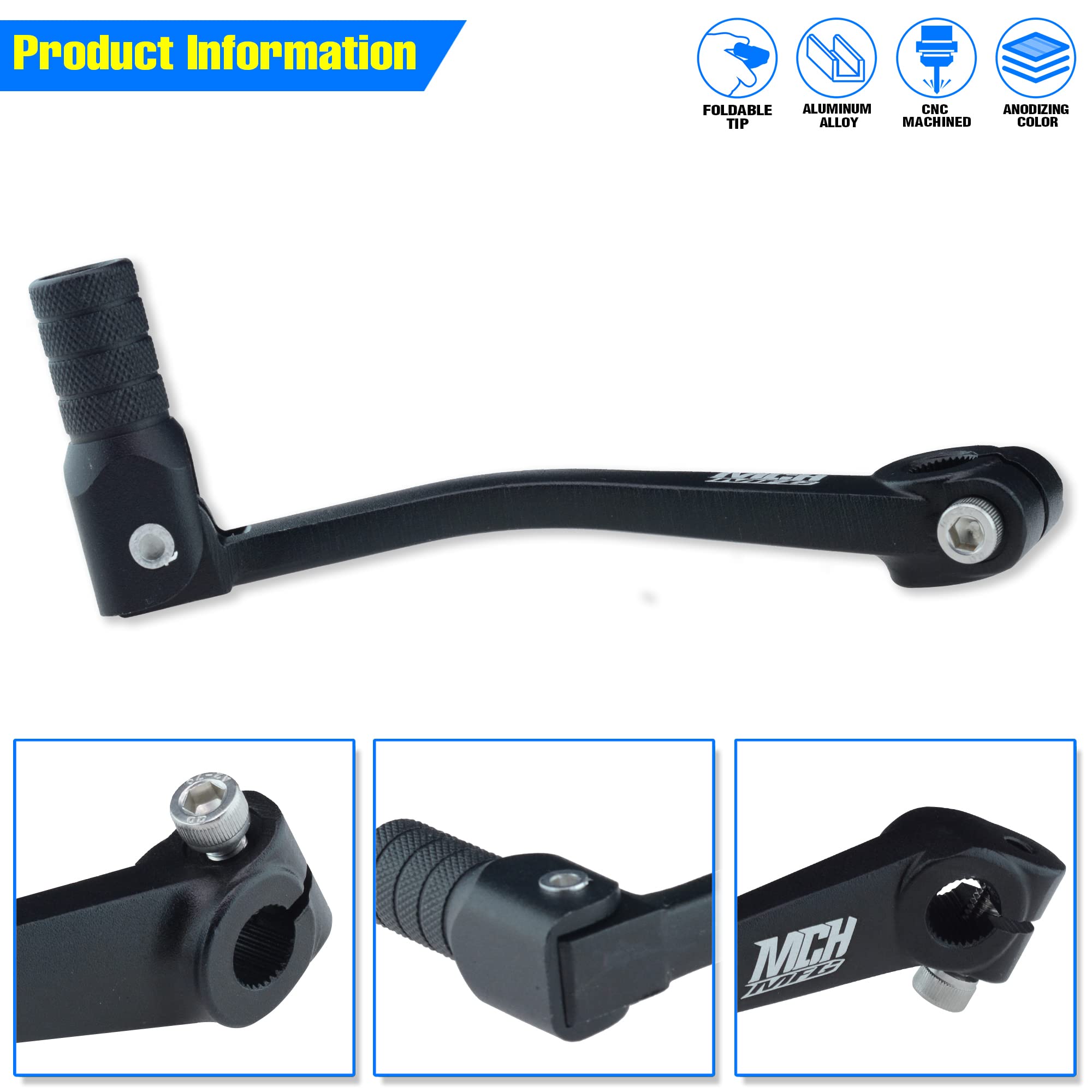 MCHMFG Folding Gear Shifter Shift Lever CNC Aluminum Gear Shifter Shift Lever for XR50 XR80 CRF50 CRF70 50cc-125cc Pit Dirt Bike