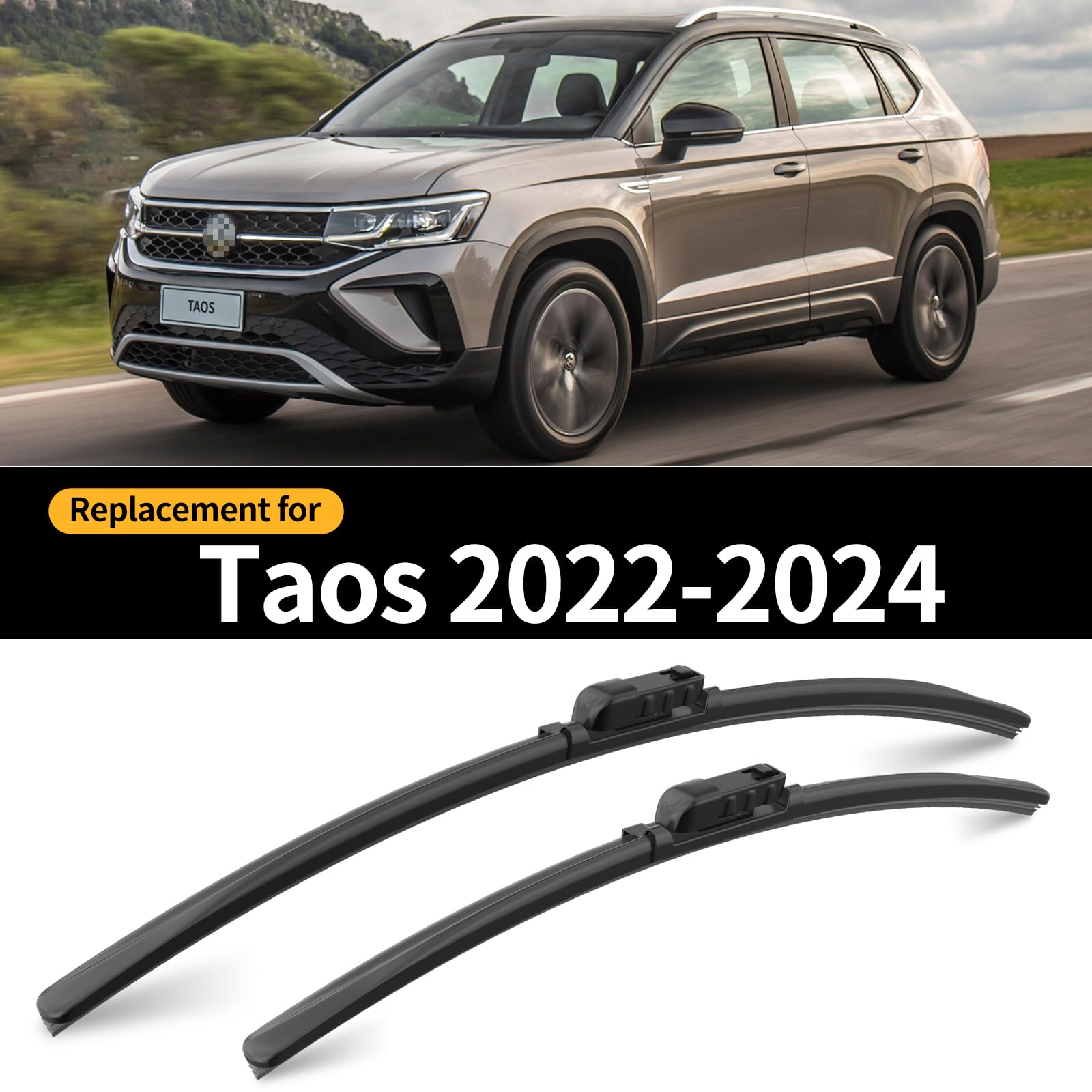GARDIMU Replacement for Volkswagen Taos 2022 2023 2024 Windshield Wiper Blade, 3 Pieces of Car Front and Rear Window Wiper Blade