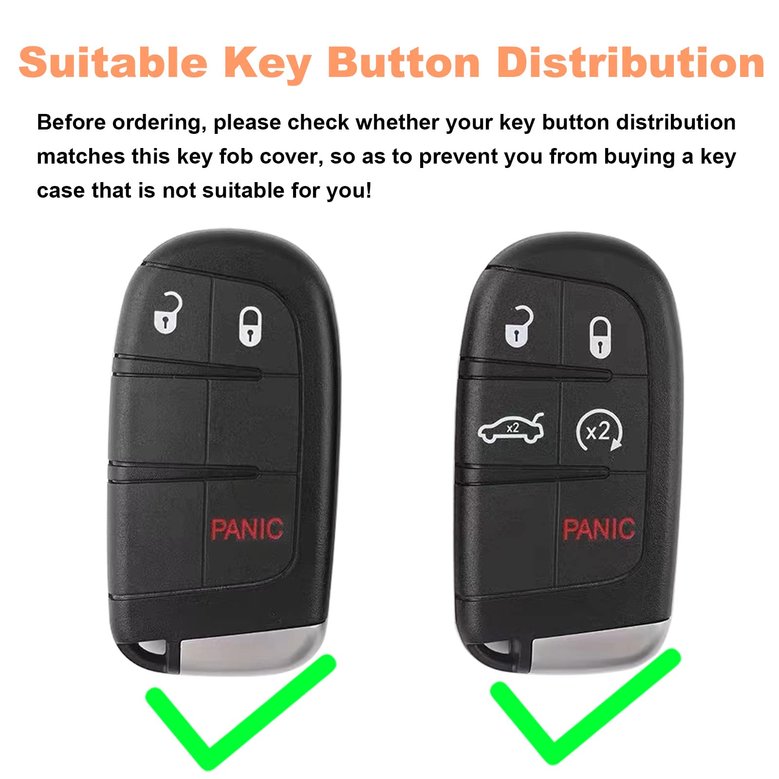 Yubomt For Jeep Key Fob Cover,Genuine Leather Key Case For Jeep Grand Cherokee Chrysler 200 300C Renegade Compass Dodge Journey