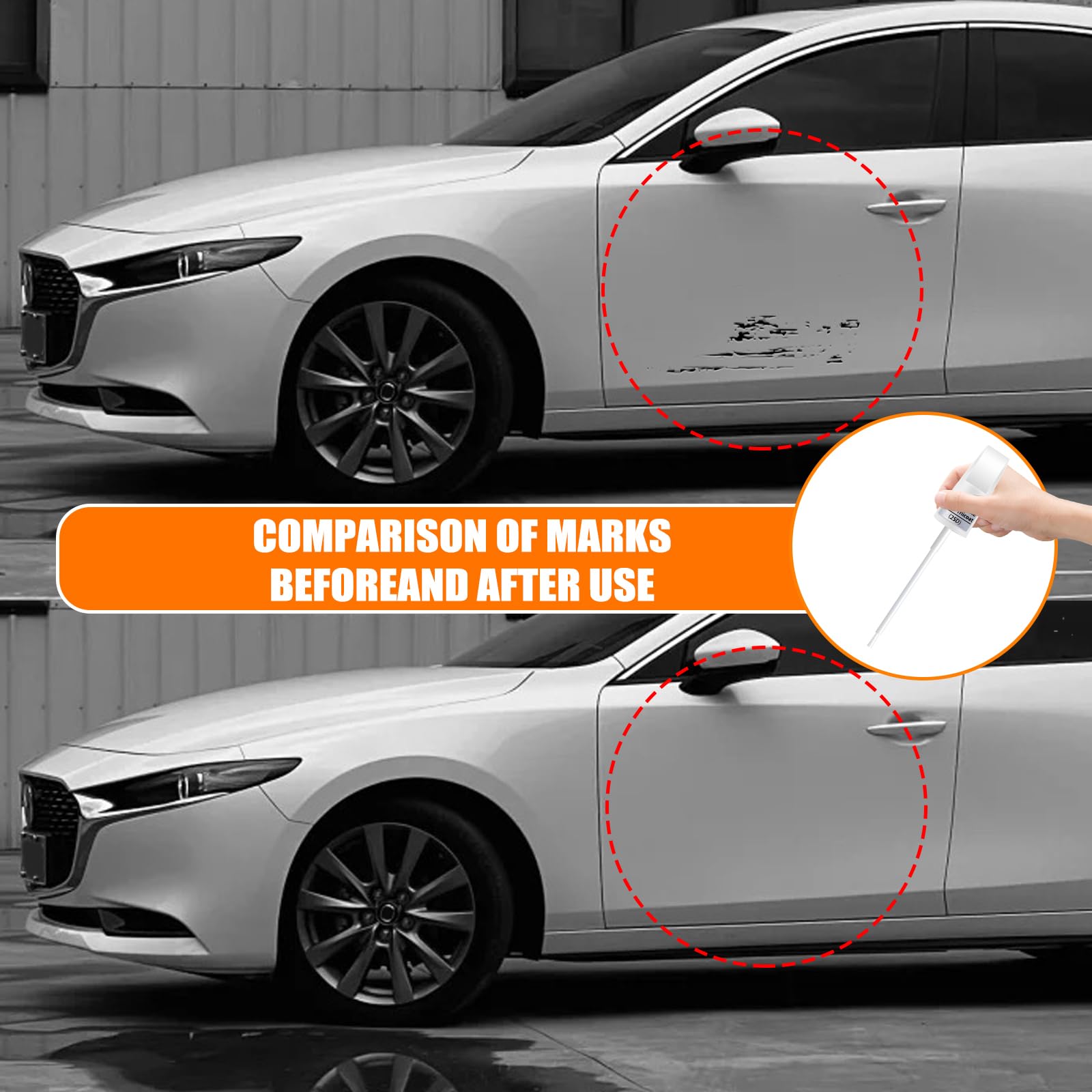 41V Soul Red Metallic Tricoat Touch Up Paint for Mazda, Car Paint Pen Scratch Repair Two-In-One Touch Up Paint, Premium Car Scra
