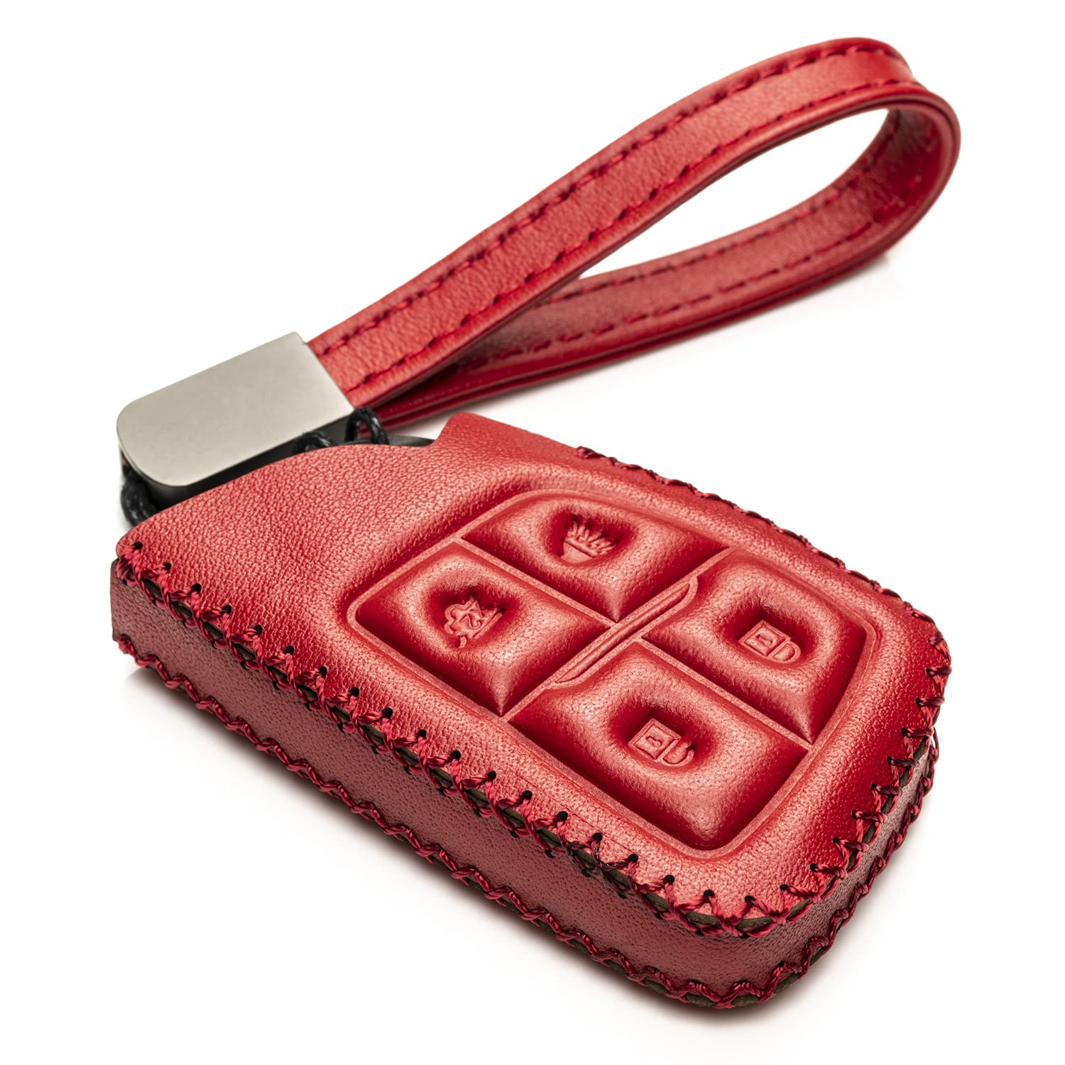 Vitodeco Genuine Leather Smart Key Fob Case with Leather Key Strap Compatible with Chevrolet Suburban 2024, Chevrolet Tahoe 2024