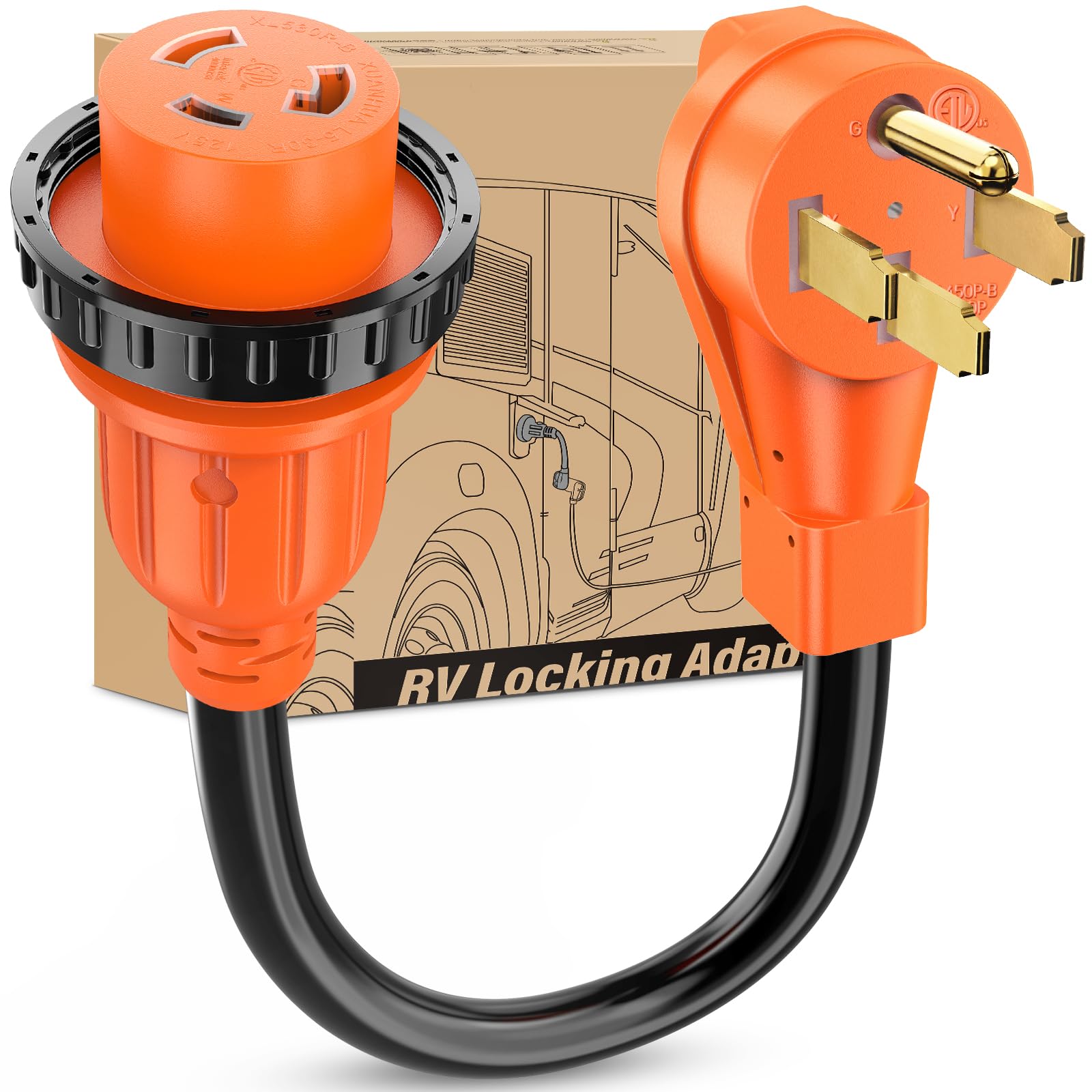 Nilight Rv Locking Adapter Cord 50 Amp To 30 Amp Pure Copper Heavy Duty Dog Bone Plug 10 Gauge Wire 14-50P To L5-30R 50M/30F Wea