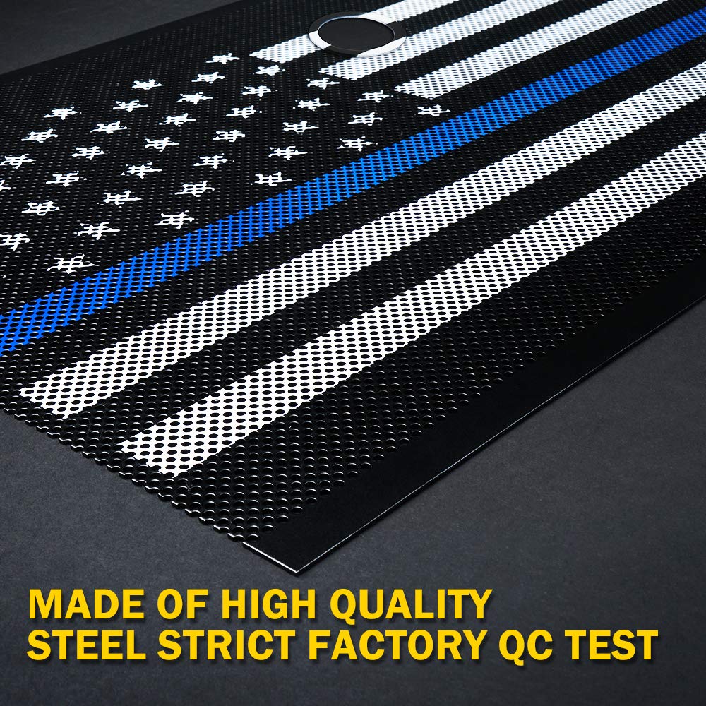 Xprite Aluminum Alloy Grill Mesh Insert for 2007-2018 Jeep Wrangler JK - Blue Stripe with Hood Lock Hole