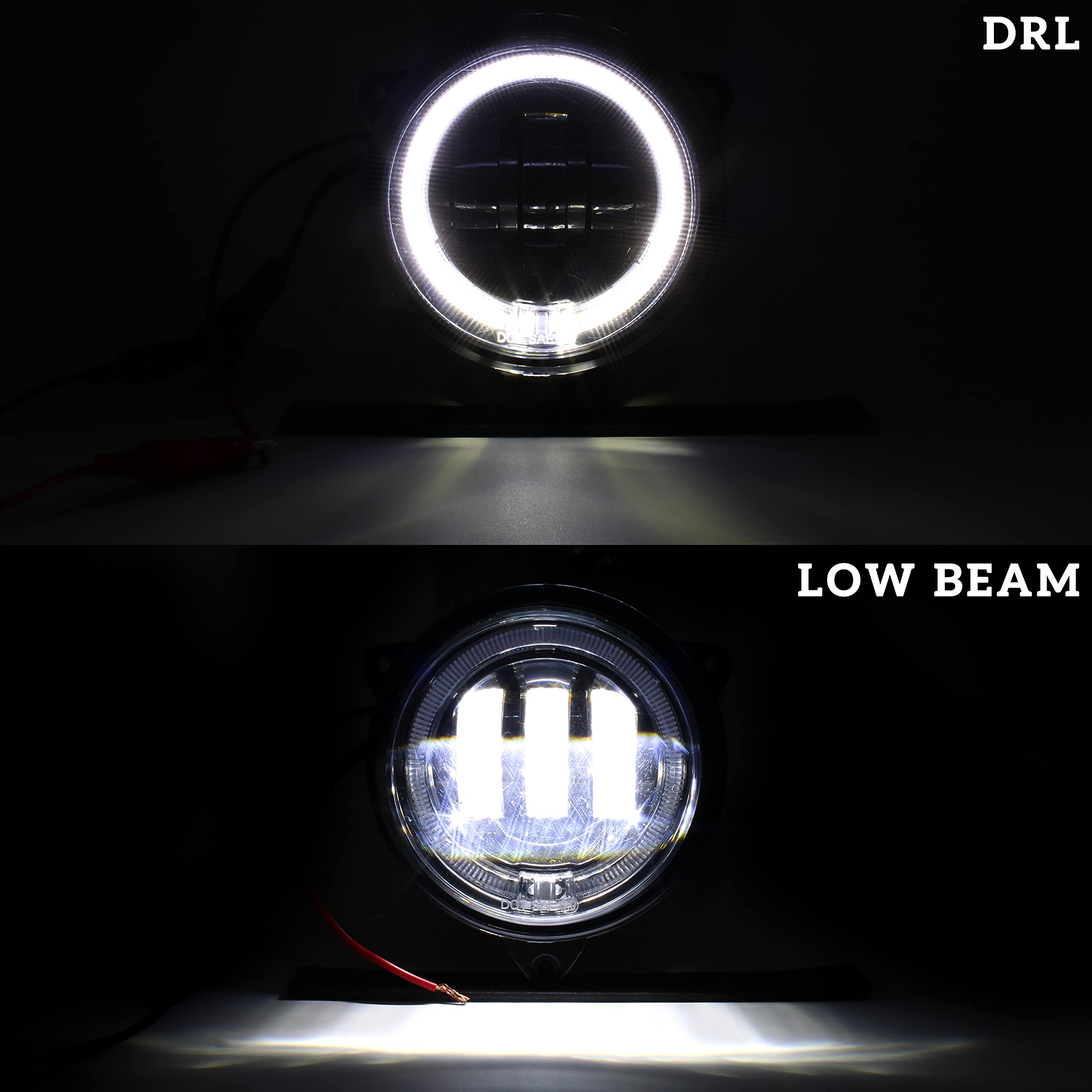 SAUTVS LED Low Beam Headlights with Halo Ring DRL for Can-Am Outlander 500-1000 (2012-2022) - Black, 2PCS, Replace #710006