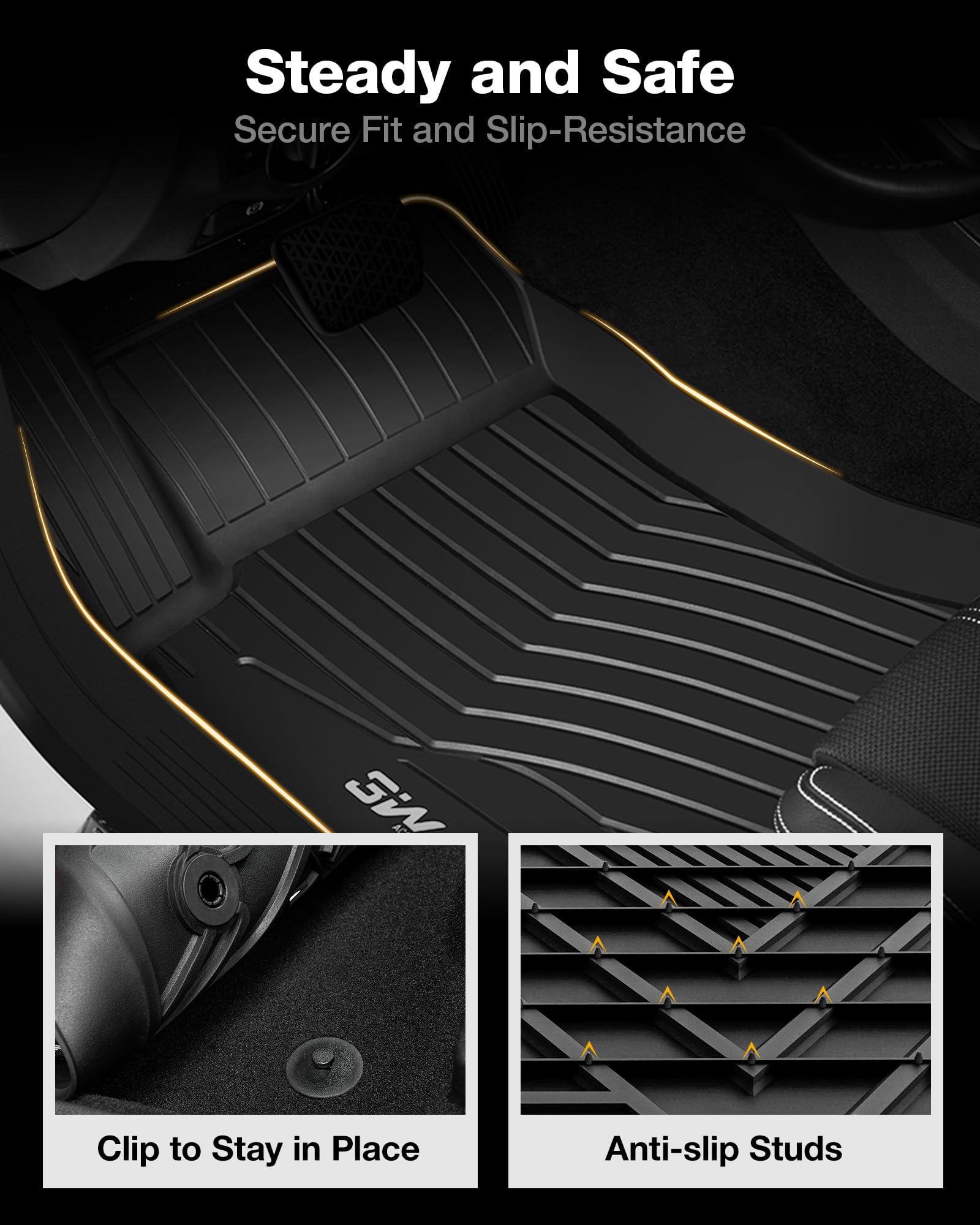 3W Floor Mats Compatible For Benz Gla 2015-2020 Custom Fit Tpe All Weather Floor Liner For Benz Gla 1St&2Nd Row Full Set Car Lin
