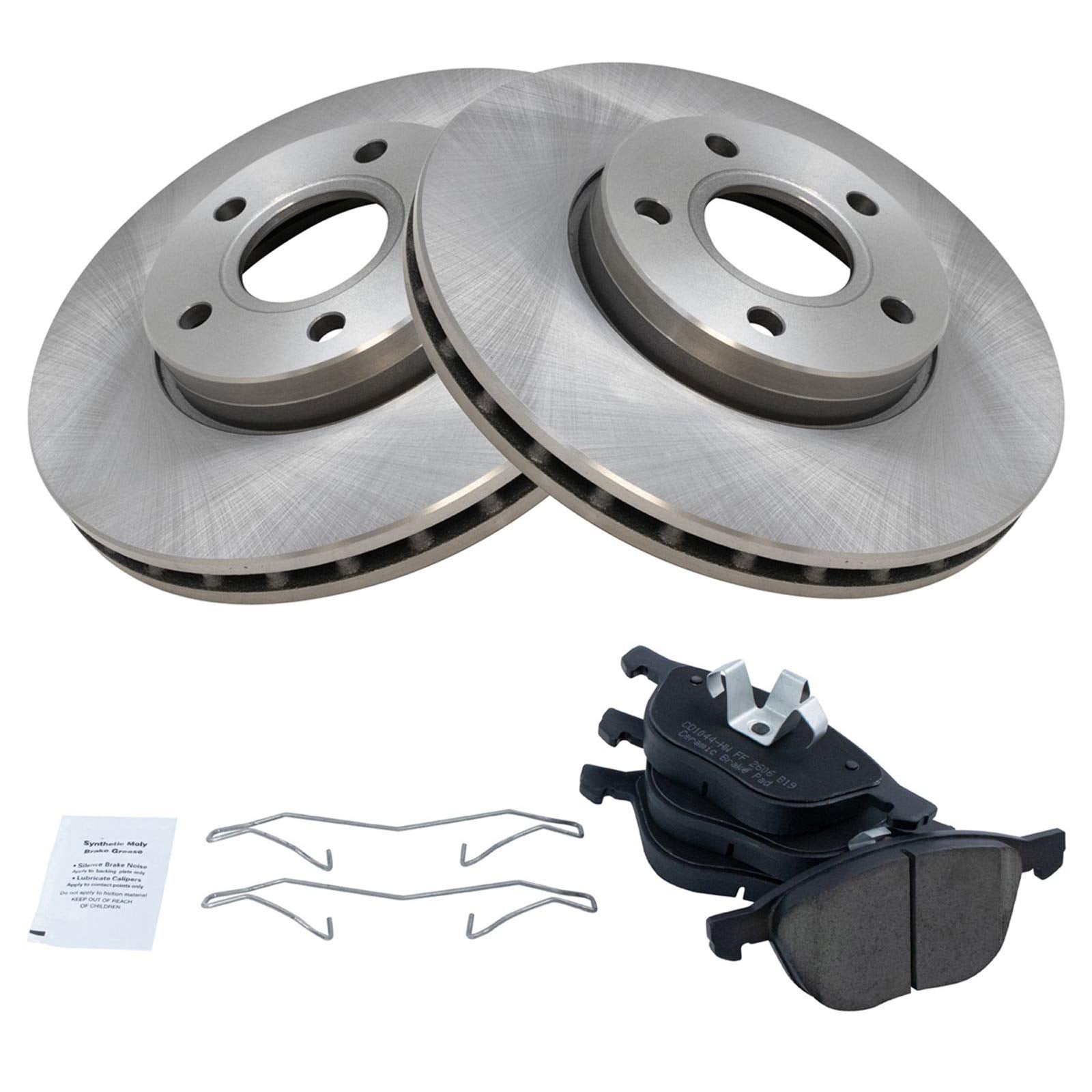 Trq Front Brake Pad & Rotor Kit Brake Pads Brake Rotor Ceramic Compatible With 2013-2018 Ford C-Max 2012-2018 Focus 2012-2013 Vo