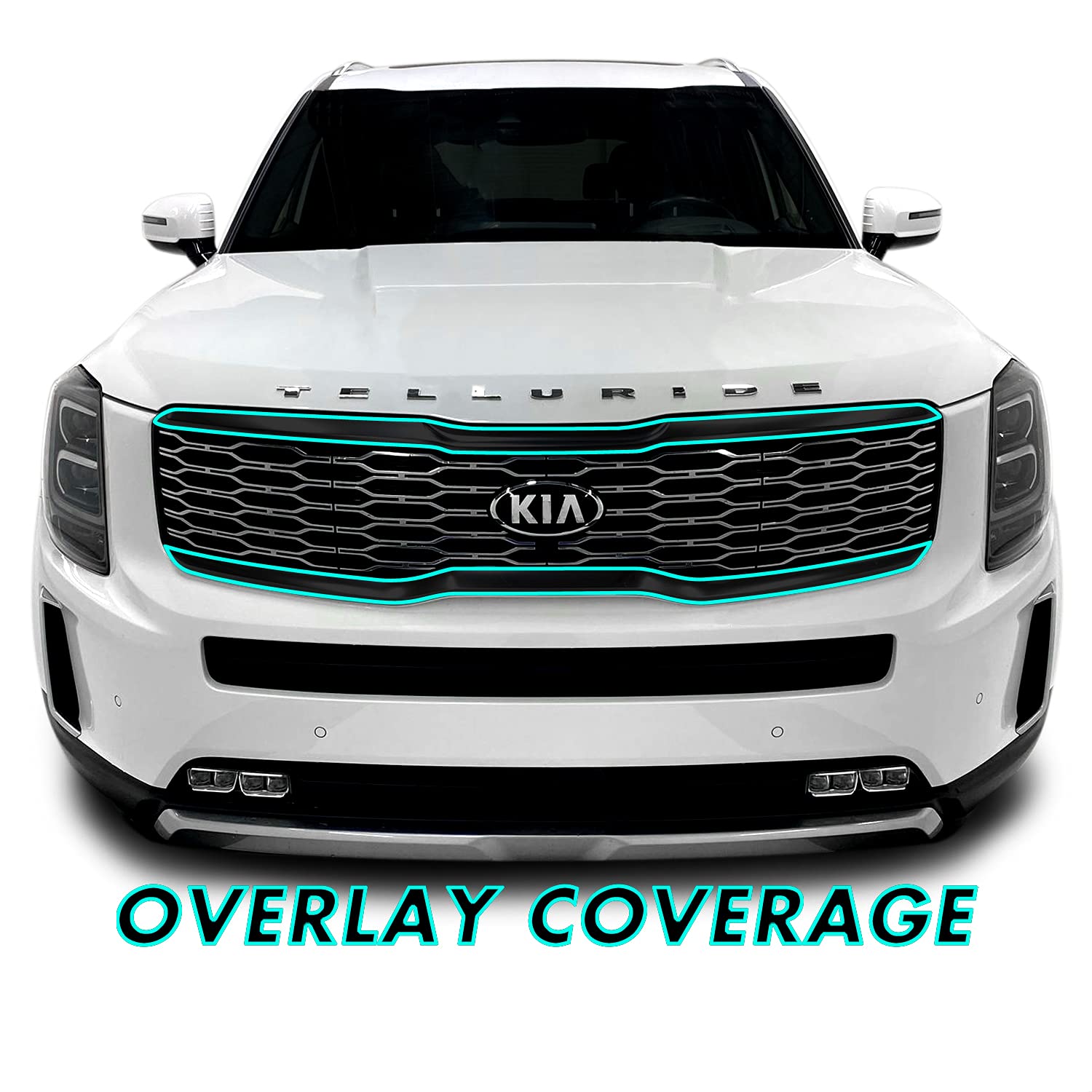 SlickMod Chrome Delete Blackout Vinyl Overlay for 2020-2022 Kia Telluride Front Grill Trim, Gloss Black, KI-TEL-2022-FGT