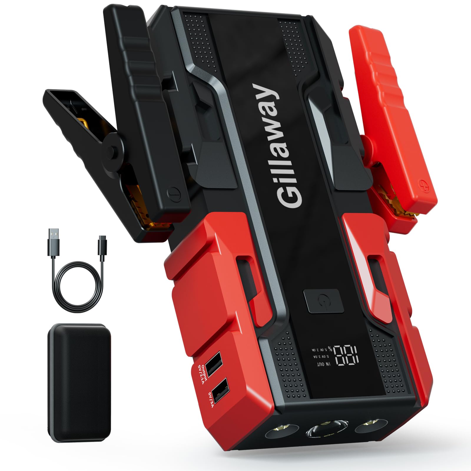 Gillaway 001B Car Jump Starter, 3500A Car Jump Starter Battery Pack (Up To 9.0L Gas And 7.0L Diesel Engine), 12V Car Battery Cha