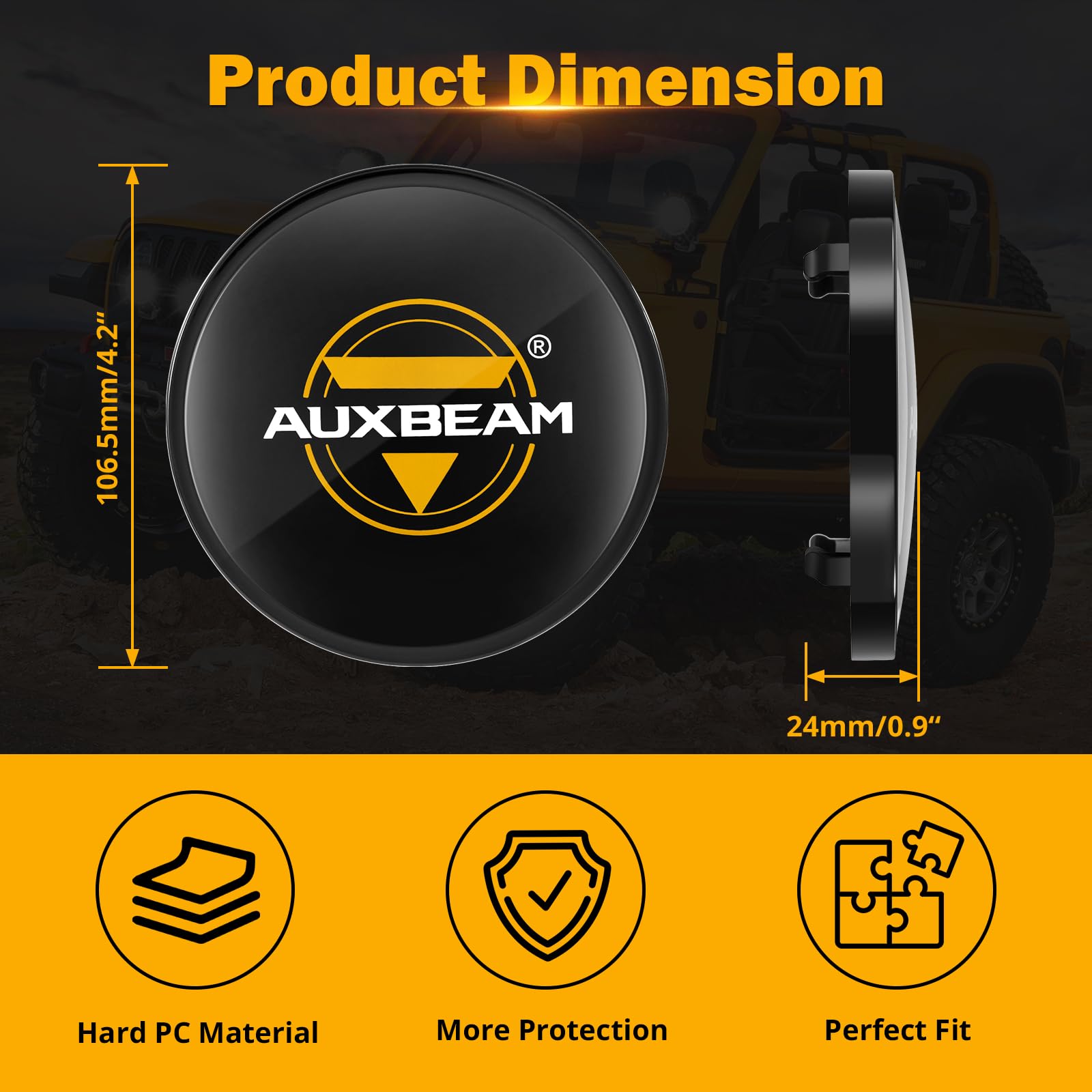 Auxbeam 4 Inch Round Led Pods - Black Lens Covers For Fog Lights, Spot Lights, Pack Of 2