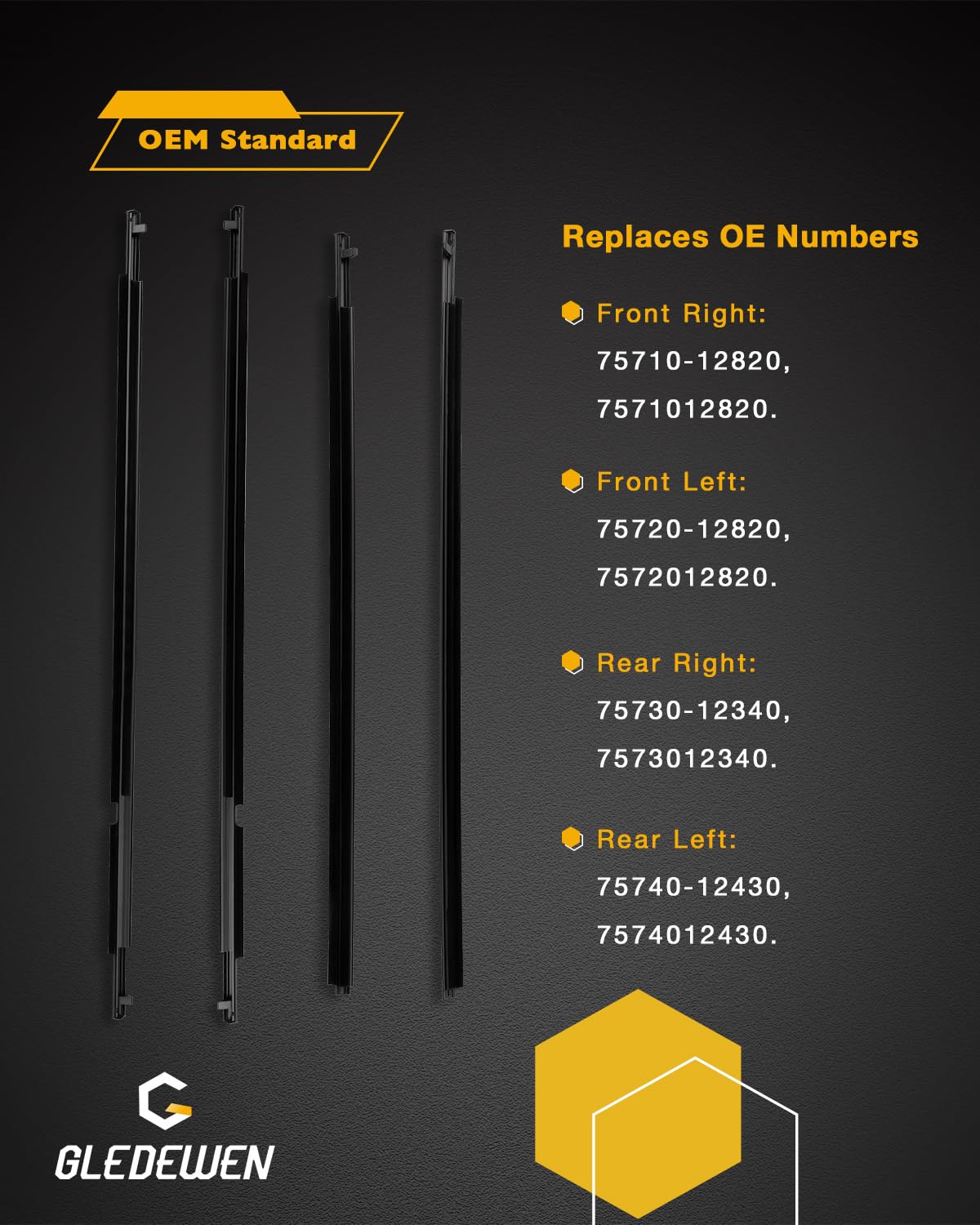 Gledewen Toyota Scion xB Window Trim Seal Set, Rubber Weather Strip, 2008-2015, 4PCS