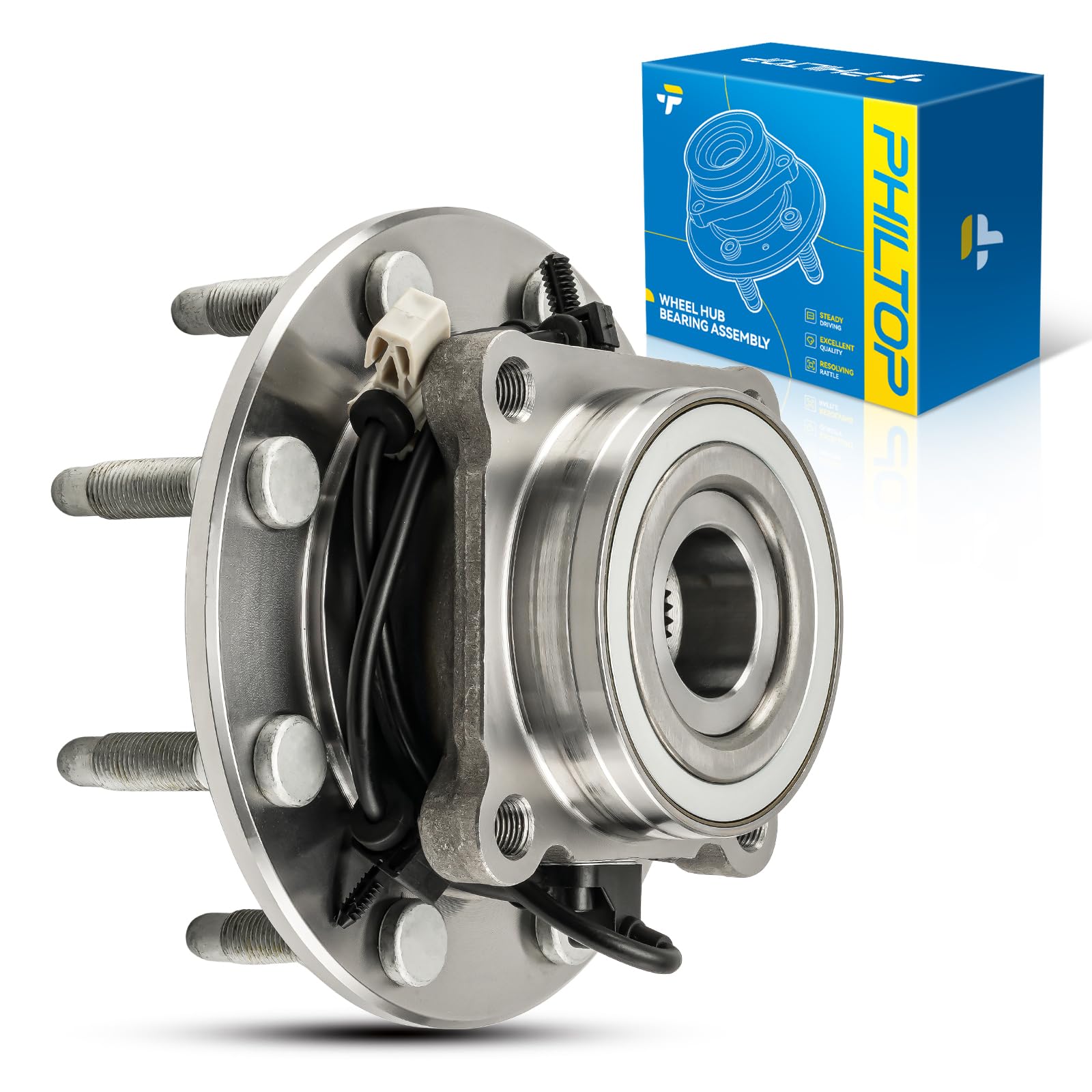PHILTOP 515058 Front Wheel Hub Bearing Assembly for Silverado 2500 HD 2001-2006, Yukon XL 2500 2000-2006, Suburban 2500 2000-200