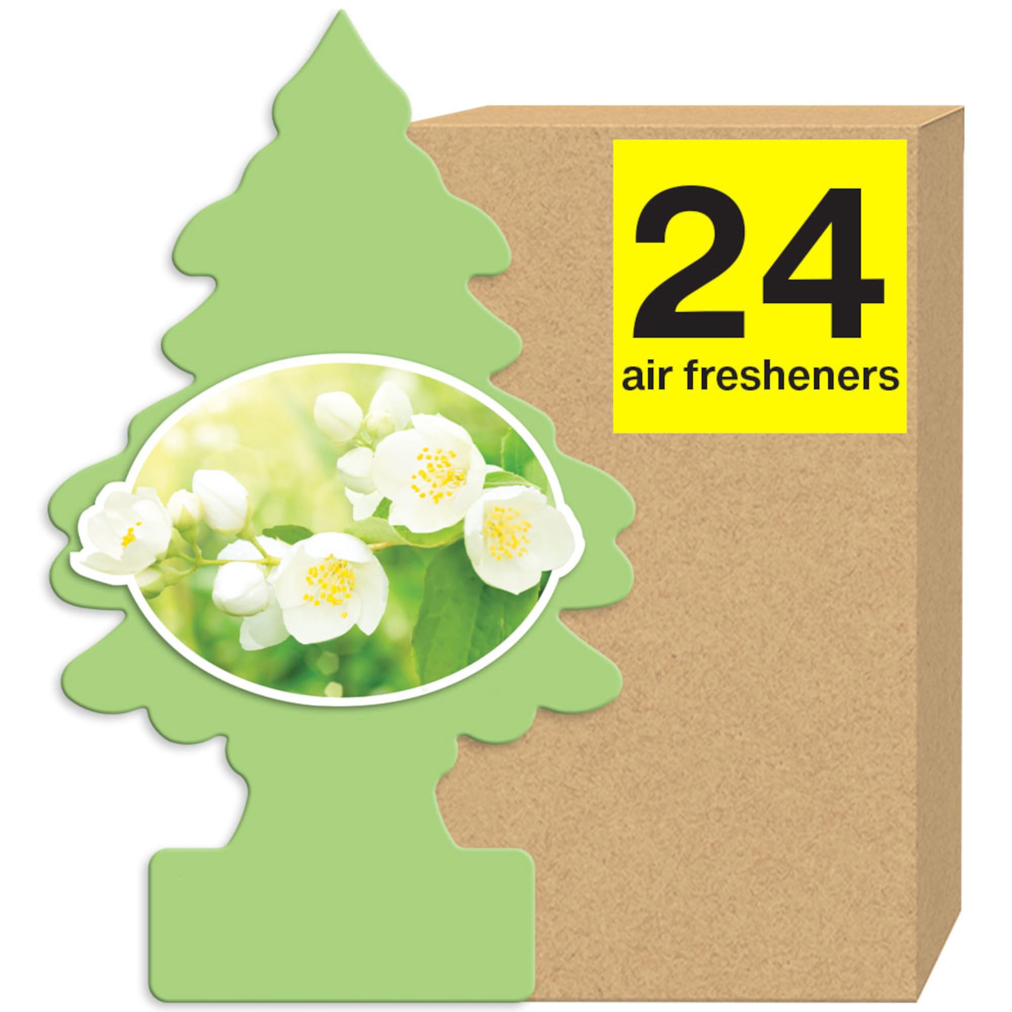 Little Trees Air Fresheners Car Air Freshener. Hanging Tree Provides Long Lasting Scent For Auto Or Home. Jasmin, 24 Air Freshen