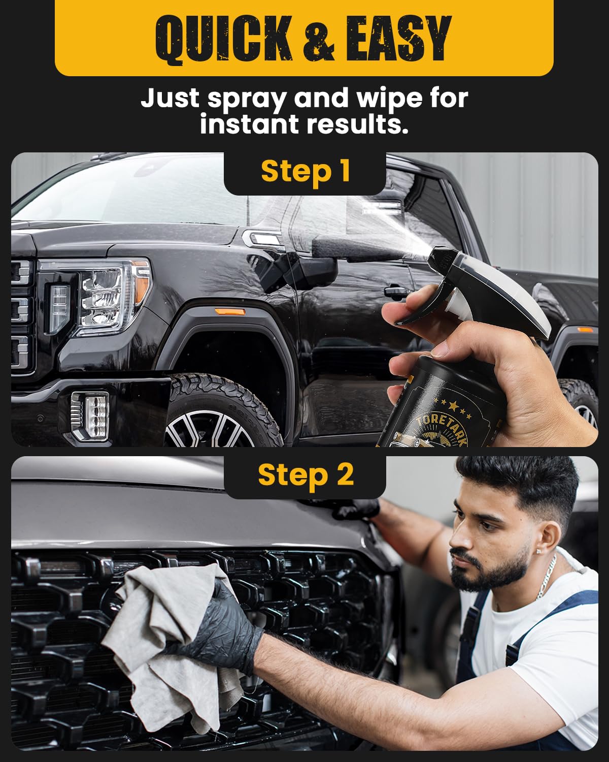 Toretark Real Ceramic Coating for Cars, 16 Fl Oz, Siloxane Spray, Lasts 50+ Washes, No Pungent Smell, Quick Detailer Wax