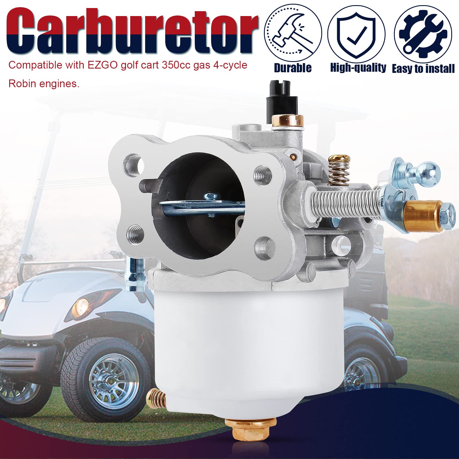 QAZAKY Golf Cart Carburetor Fuel Pump Compatible with EZGO Gas 350cc 4-Cycle Robin Engine Workhorse ST350 ST-Sport TXT MPT Shutt