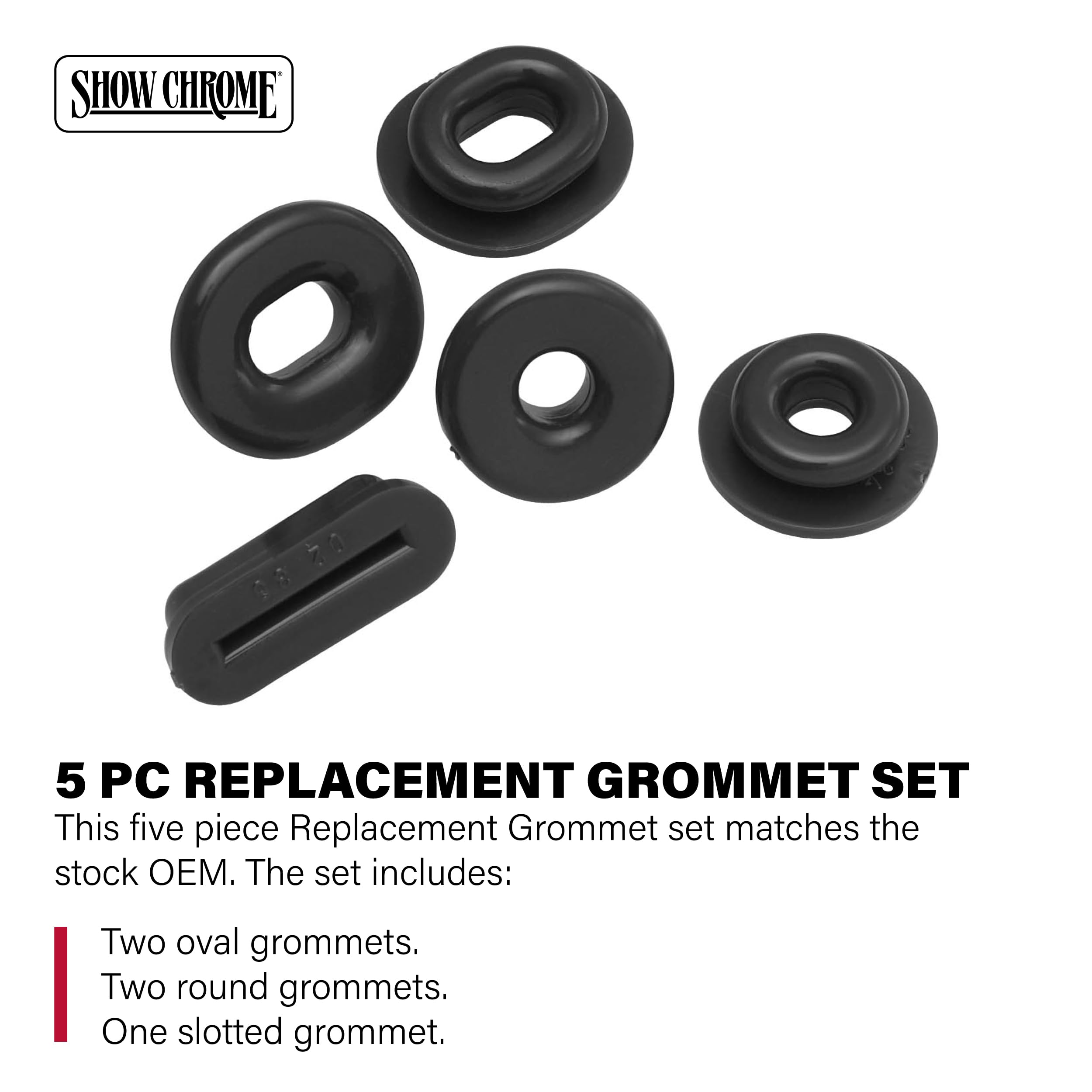 Show Chrome Accessories Replacement Black Grommets for Honda Model 52-691