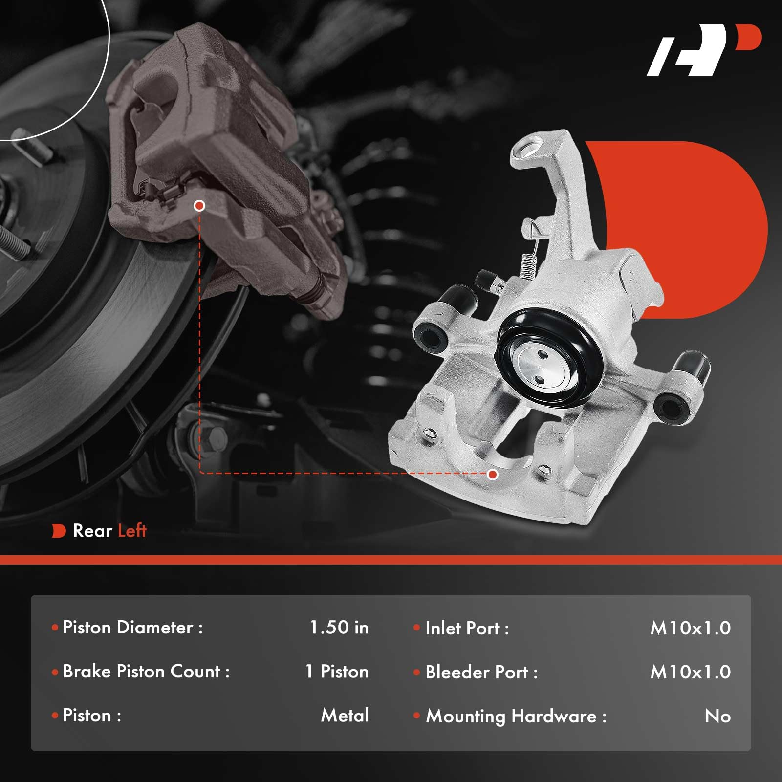 A-Premium Disc Brake Caliper Assembly Without Bracket Compatible with Select Mazda Models - 6 2014-2015, L4 2.5L - Rear Left Dri