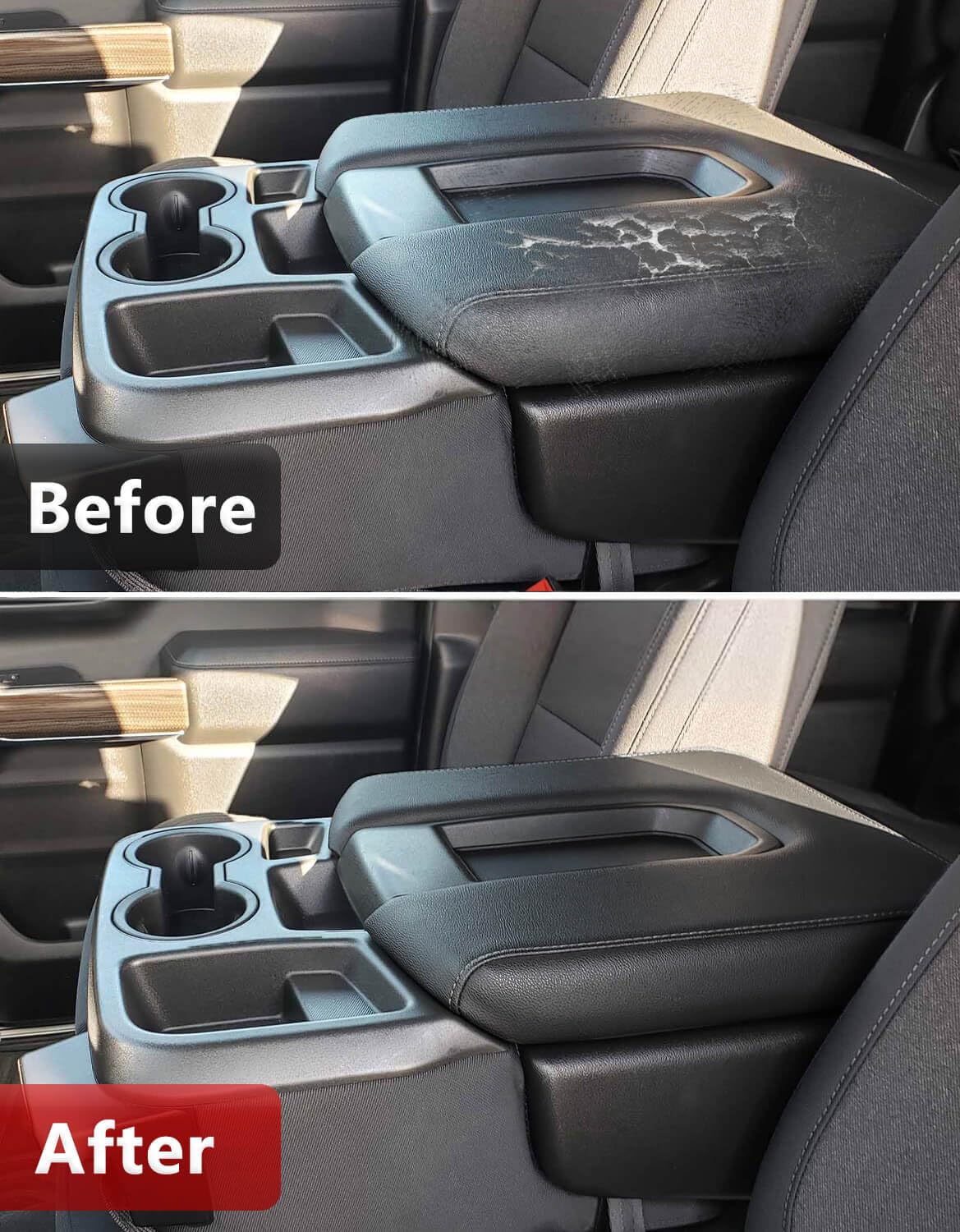 KBH Center Console Armrest Cover for Chevy Silverado & GMC Sierra 2020-2026, Jump Seat, Vinyl Black, Anti-Scratch