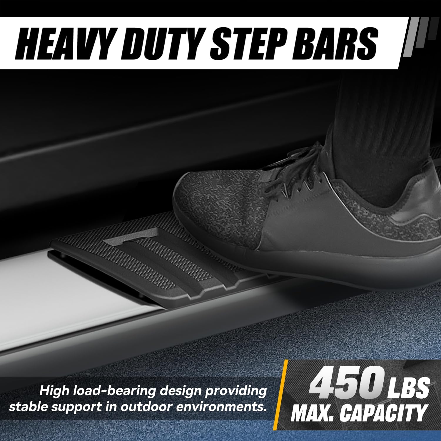 Auto Dynasty 6.75'' Running Boards For Truck 2007-2019 Chevy Silverado/Gmc Sierra 1500 2500Hd 3500Hd Crew Cab, Stainless Steel S