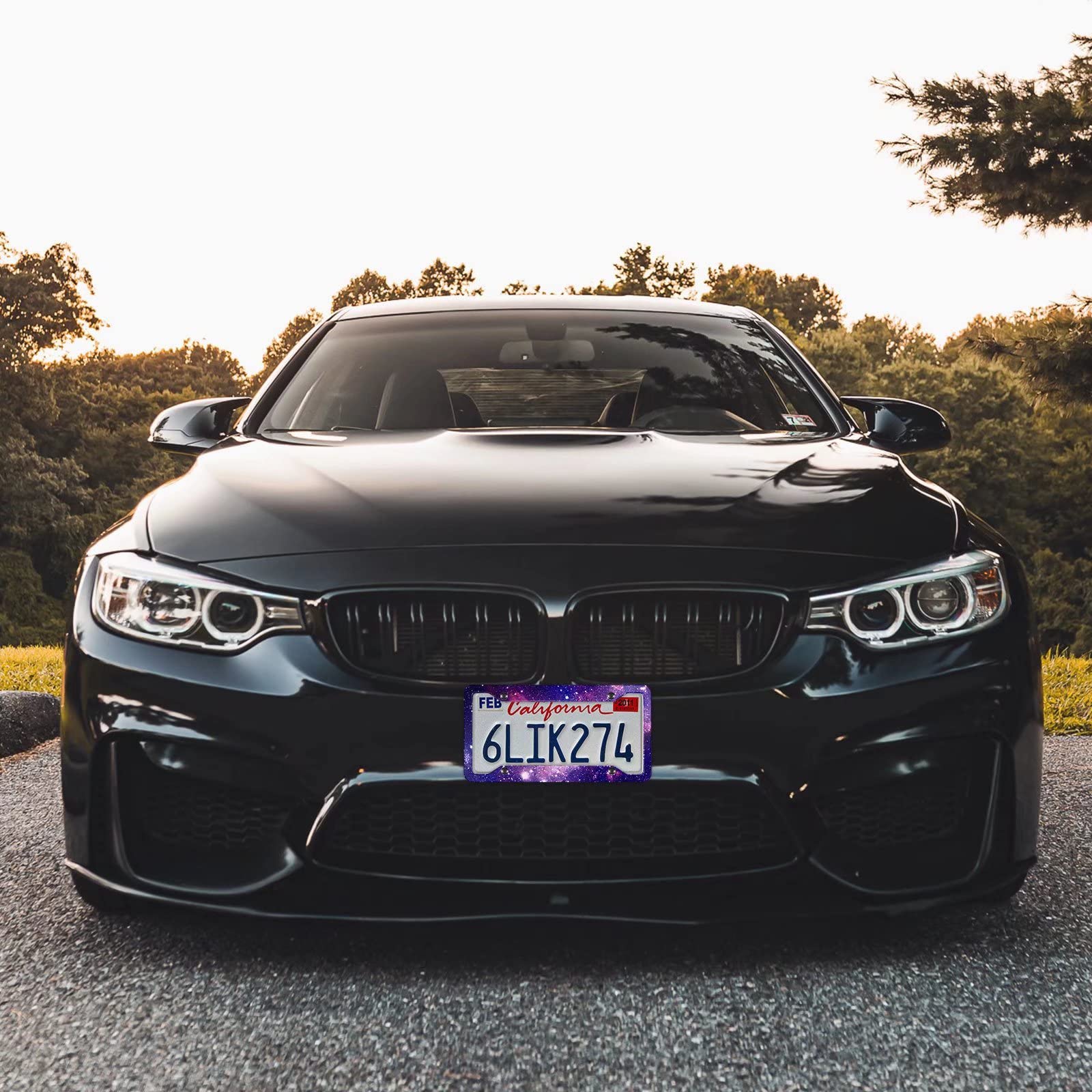 Purple License Plate Frames Galaxy License Plates Covers Aluminum Metal Starry Sky Night Car Tag Holders 4 Holes For Us Canadian