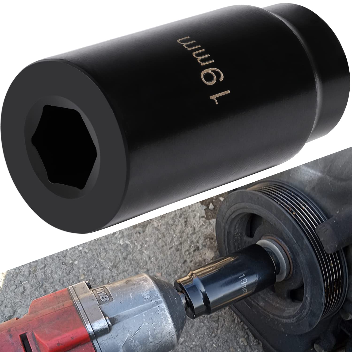 77080 Harmonic Balancer Socket Tool 19Mm Crank Bolt Socket For Honda Engines, 3 Times Momentum Power Of Standard Impact Socket