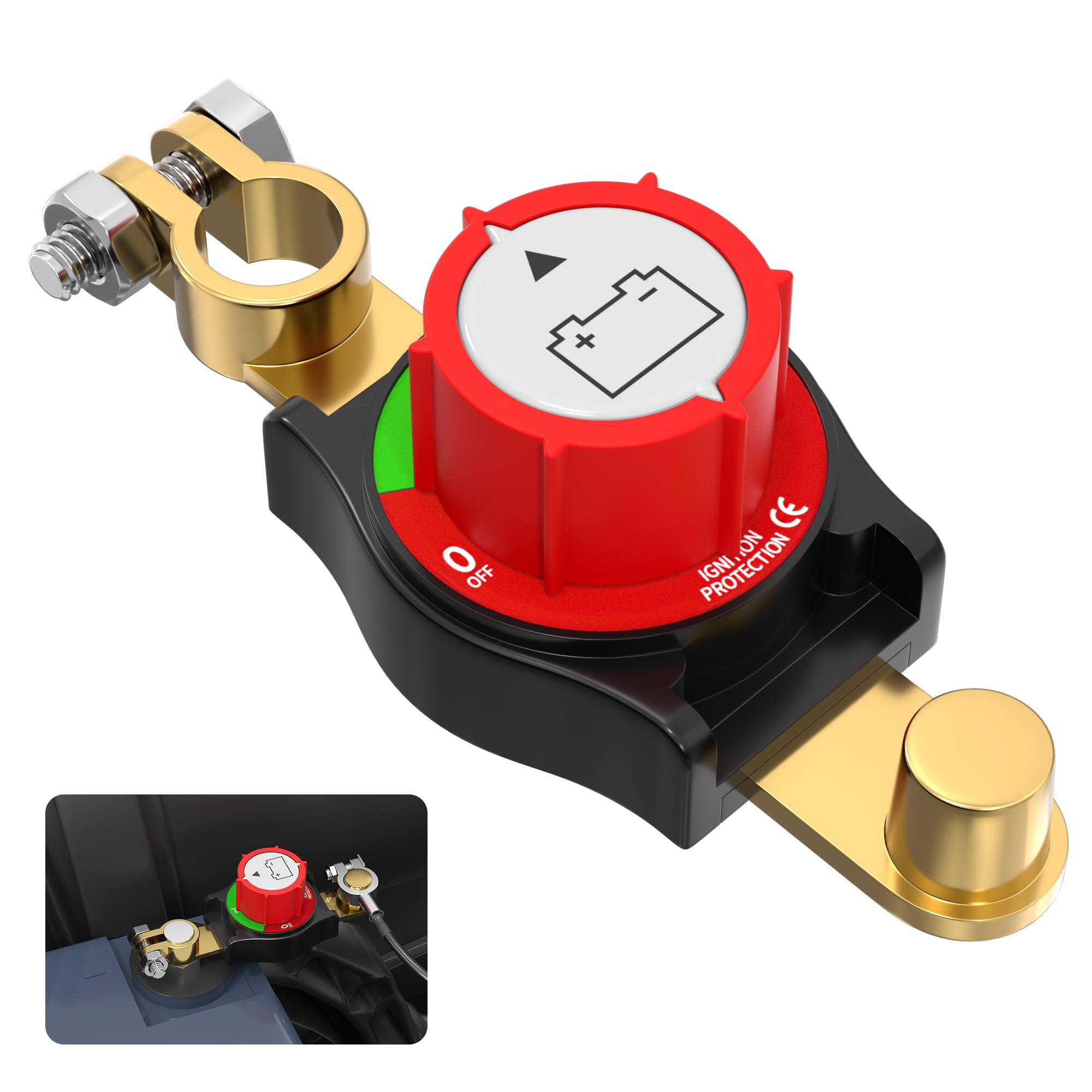 Joinfworld Top Post Battery Disconnect Switch 12V-48V Battery Kill Switch Negative On/Off Battery Switch For Cars, Vehicles, Rvs
