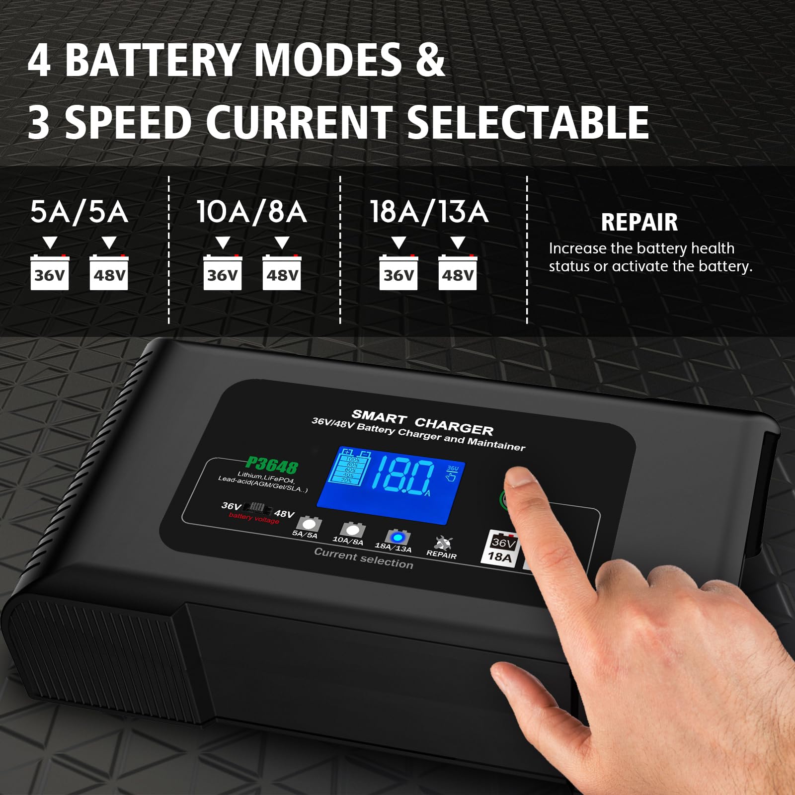 Golf cart Battery Charger, 48V 13A and 36V 18A Trickle Battery Charger,48 Volt cart Golf Charger,for 48 Volt Club Golf Car,Lithi