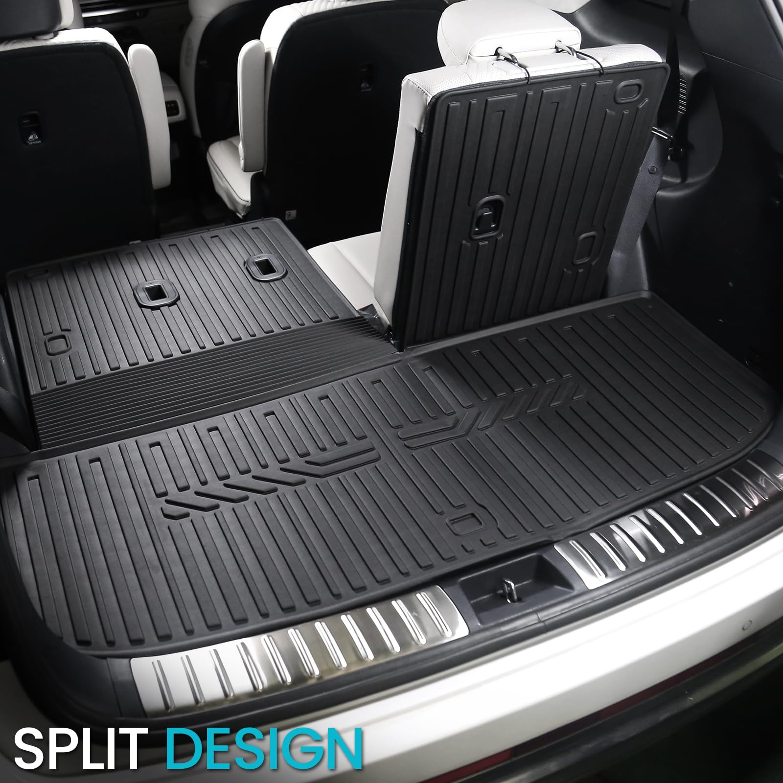 Joularise For Hyundai Palisade 2020-2025 Floor Mats Cargo Mat With Backrest Mats And Trunk Lower Mat, All Weather Tpe Cargo Line