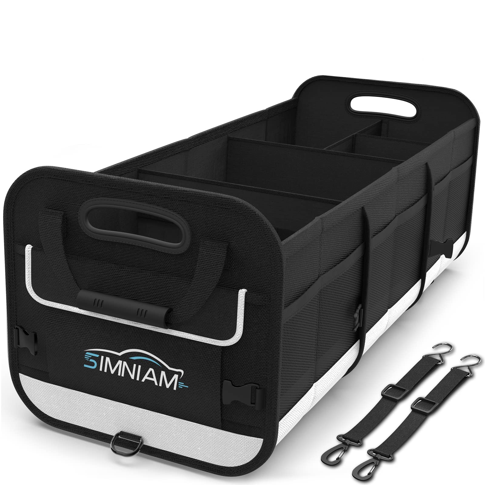 Simniam Large Car Trunk Organizer - with 5 Compartments Trunk Organizers and Storage SUV, Reinforced Handle, Securing Straps, Tr