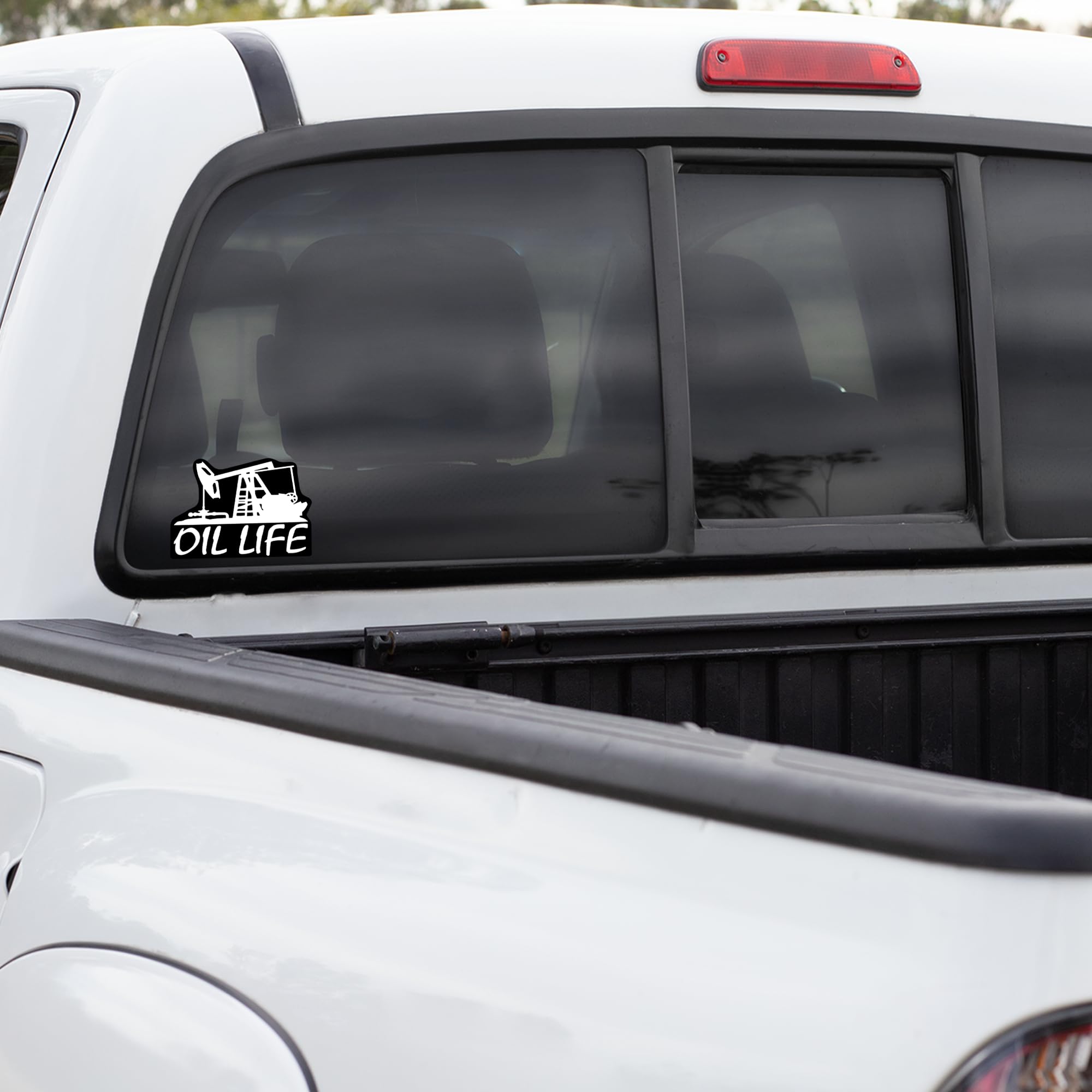 KCD Oil Life Rig Vinyl Decal Sticker - 5.5 Inch, White with Black Background for Cars, Trucks, Vans, Windows, and Laptops