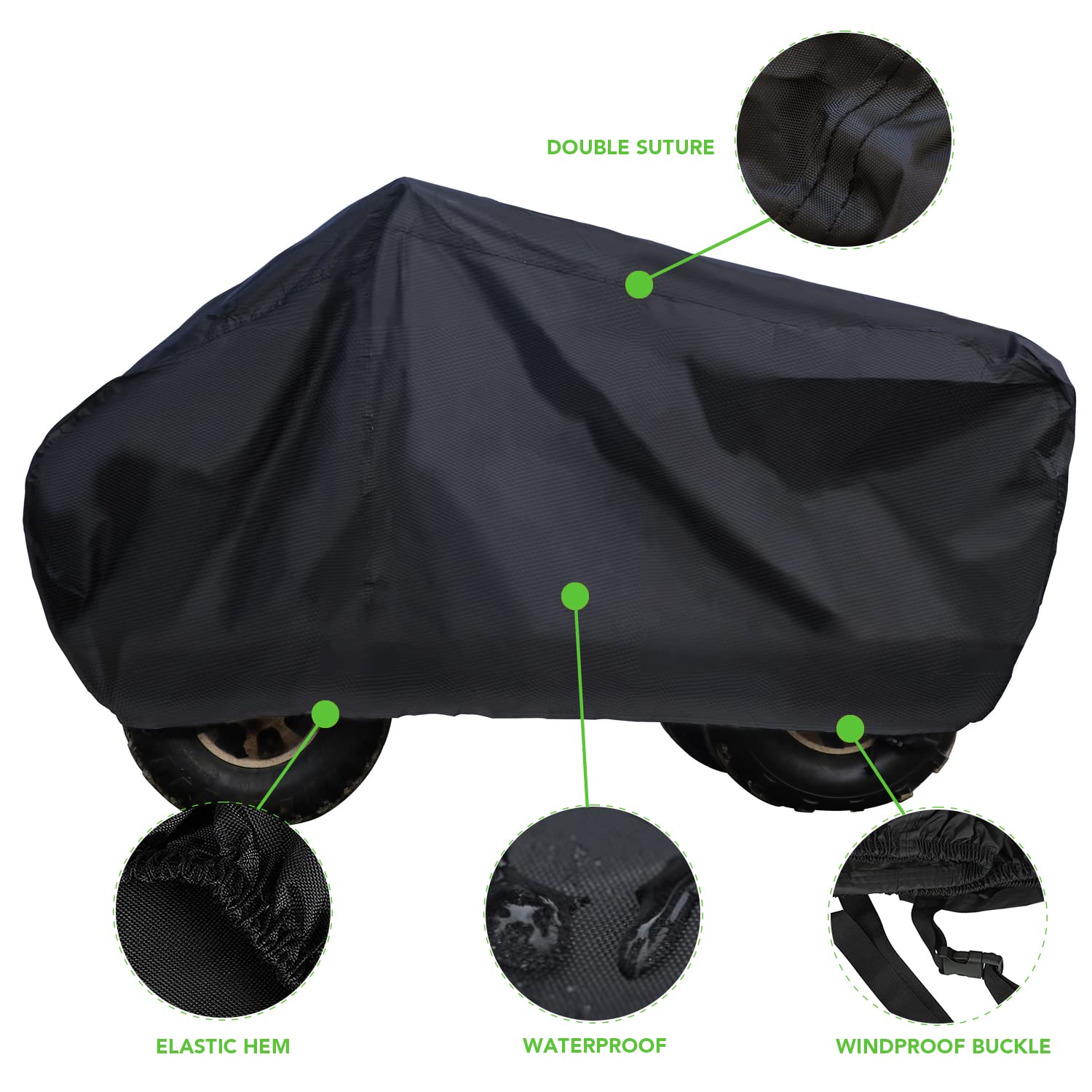 Xyzctem Waterproof Atv Cover, Heavy Duty Black Protects 4 Wheeler From Snow Rain Or Sun, Large Universal Size Fits 103 Inch For