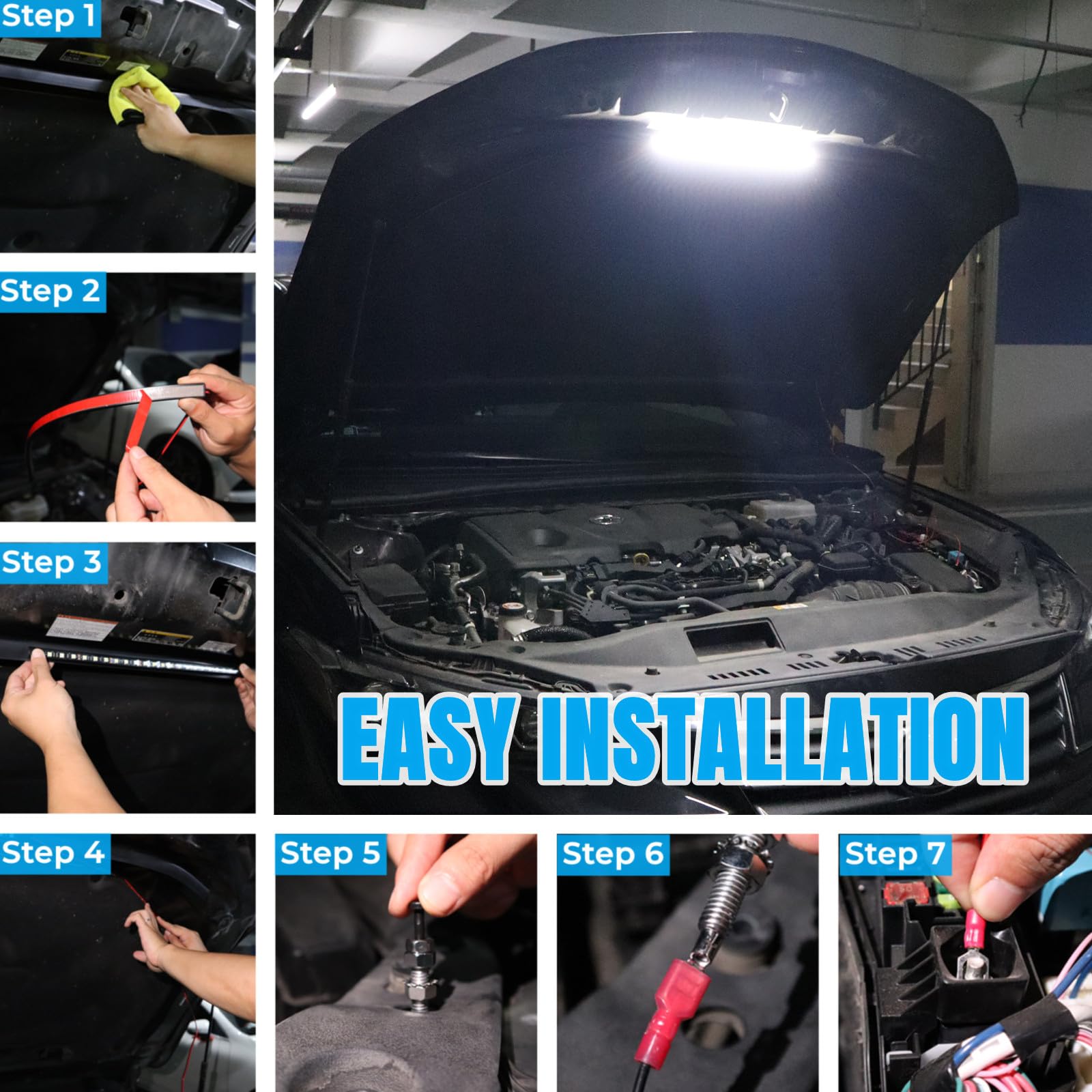 Greceyou Under Hood Led Light Kit, Waterproof 12V 30Leds Car Led Lights Bars Car Underhood Work Light Strip With Automatic On/Of