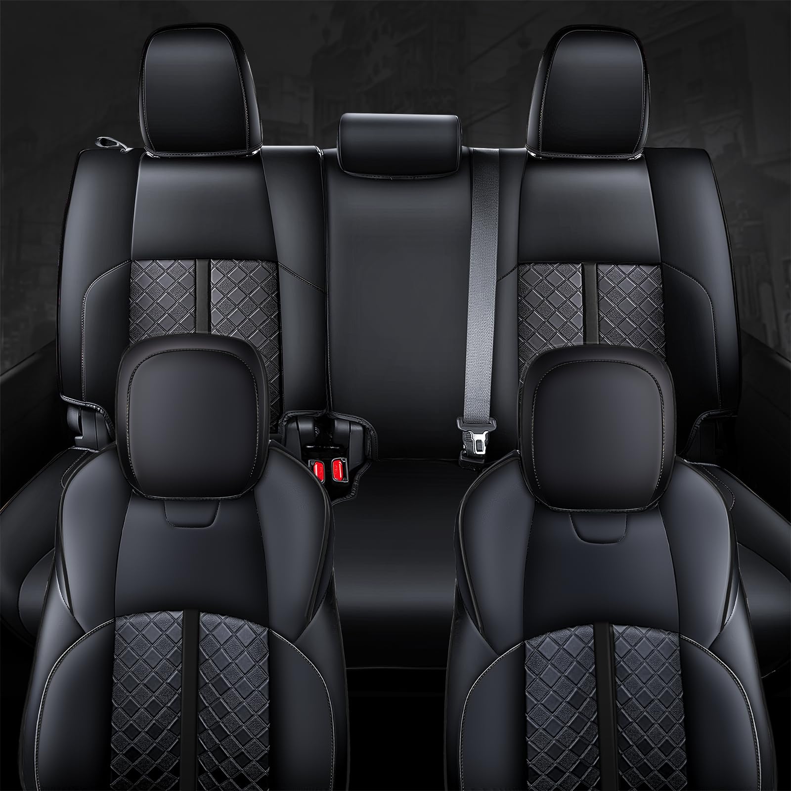 Carlimeki Leather Seat Covers for Tacoma 4th Gen (2024-2026) Double Cab, Faux Leather, Black-Black, Includes Armrest Covers