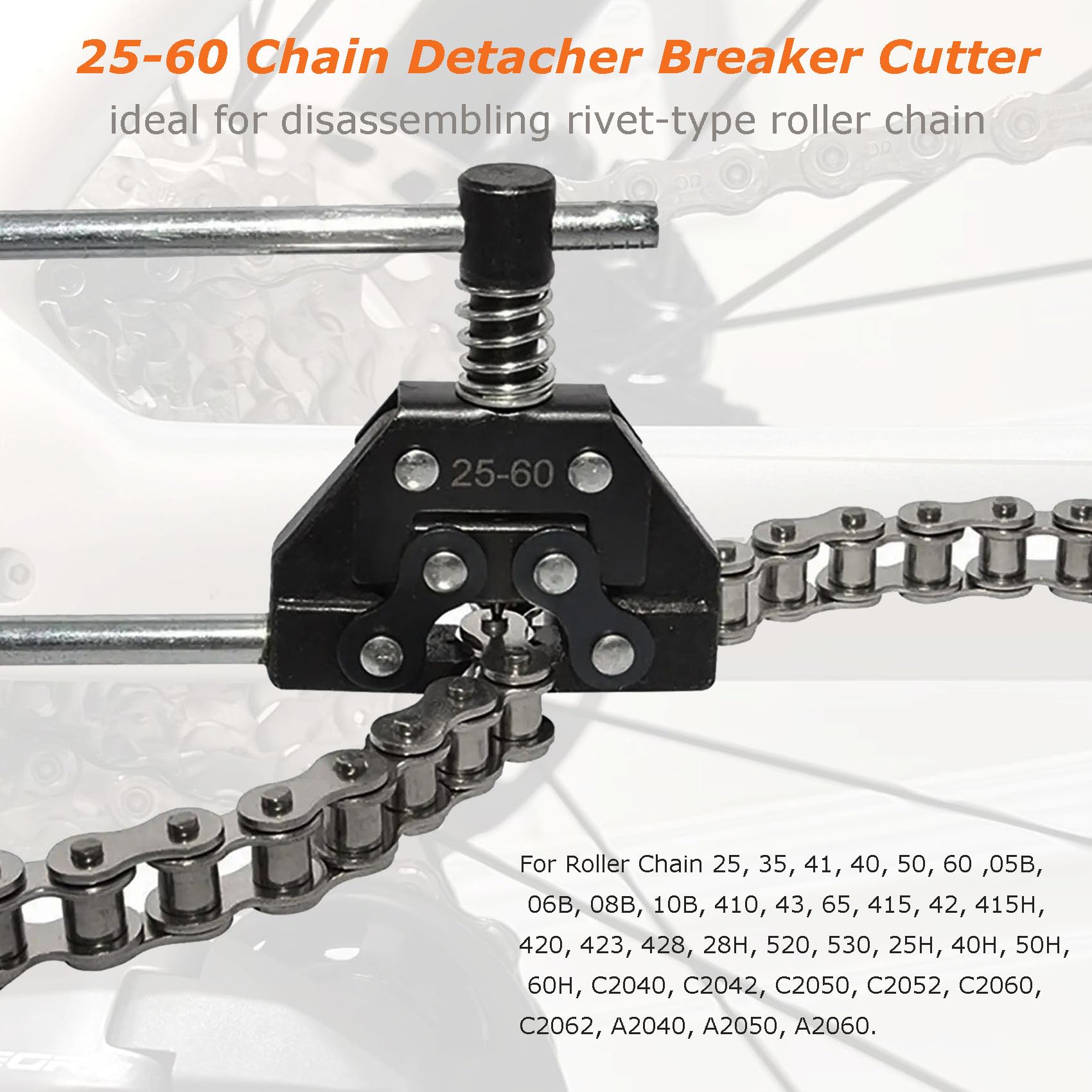 Roller Chain Breaker Cutter Chain Holder Puller Disassembly Tools Kit #25-60 Chains Replacement Set for Bicycle Motorcycle Go Ka