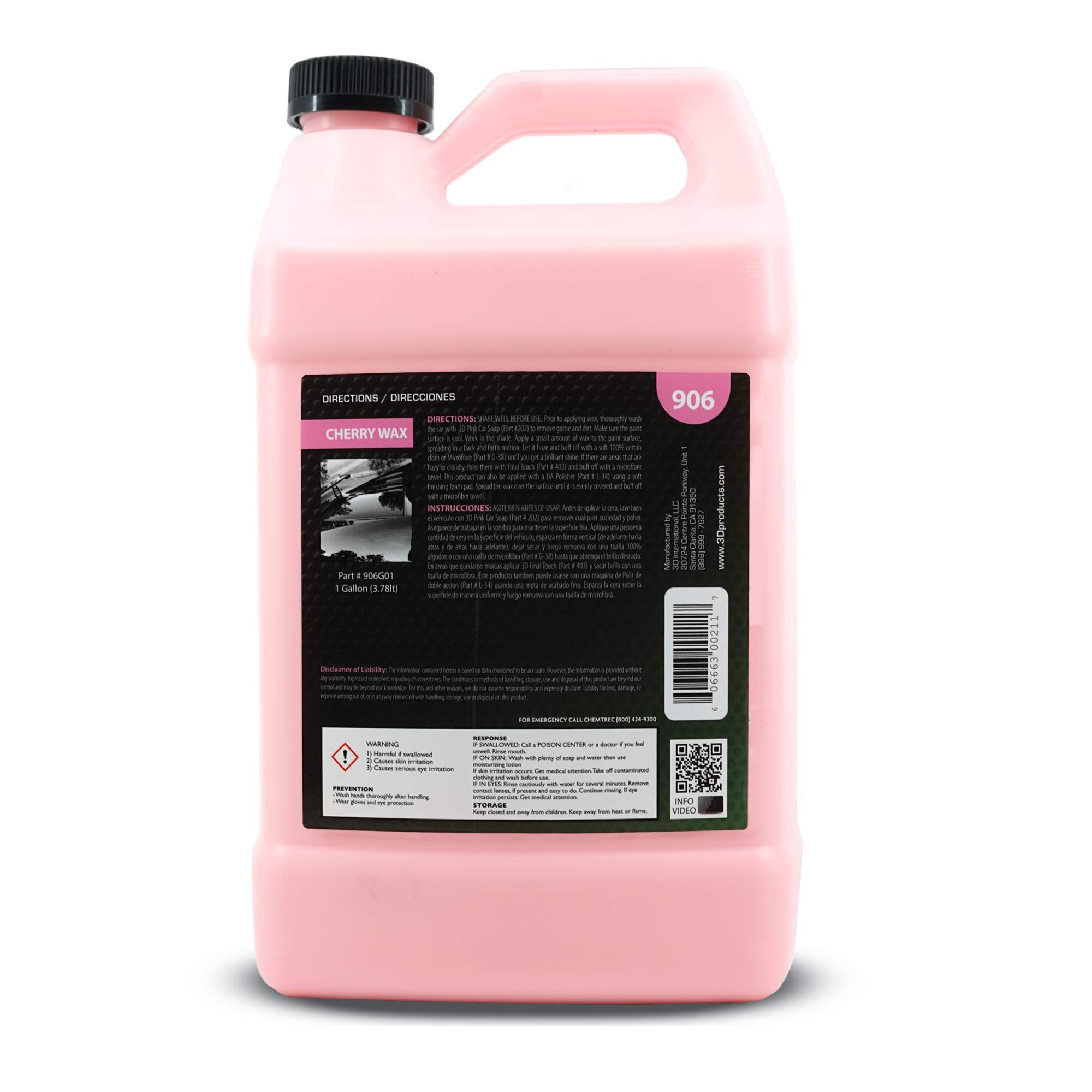 3D 3D Cherry Wax – Liquid Carnauba Show Car Wax, Deep Gloss, Easy Wipe-Off, 128 Fl Oz, Made in USA