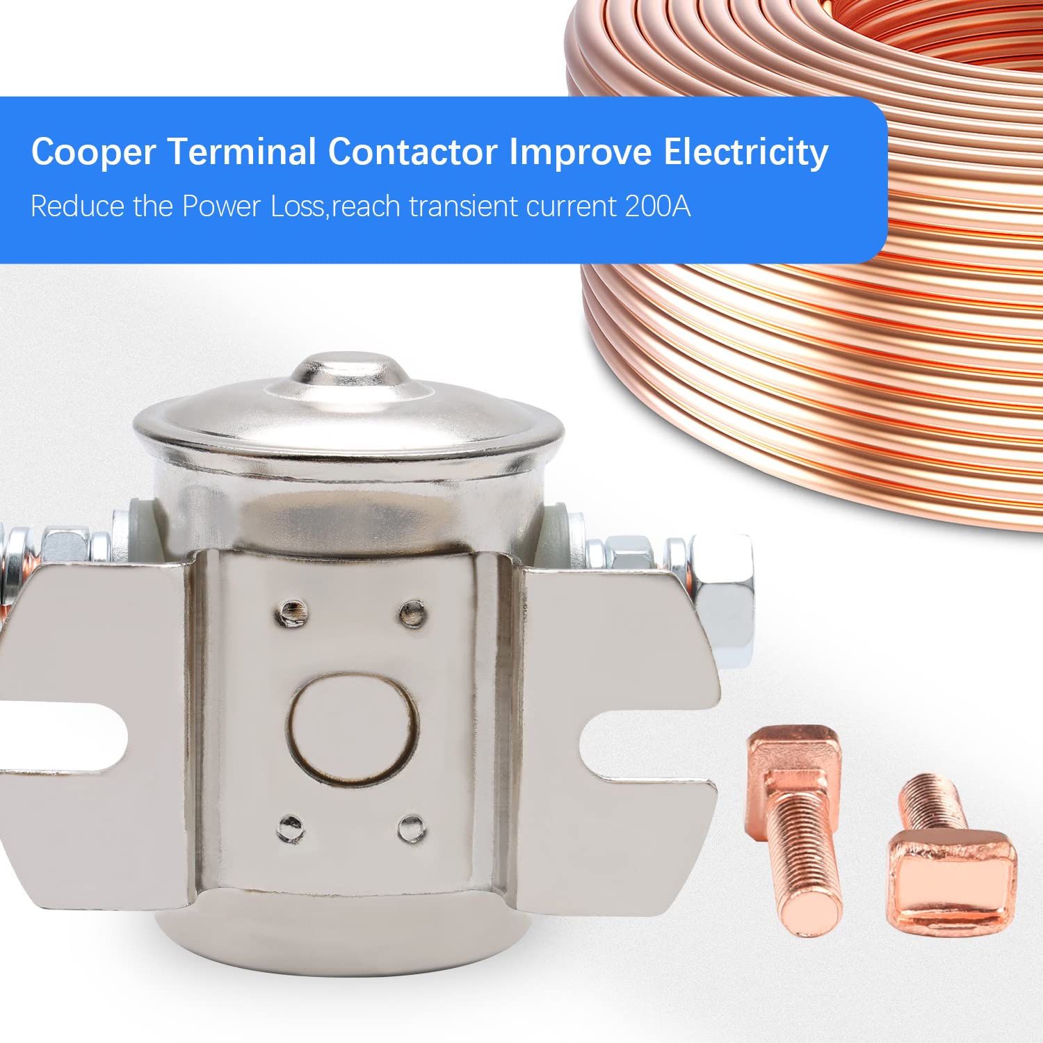 Upgrade Max 300A In Rush Continuous Duty Solenoid Relay Nickel-Plating For Golf Carts, Winch, Marine 12Vdc