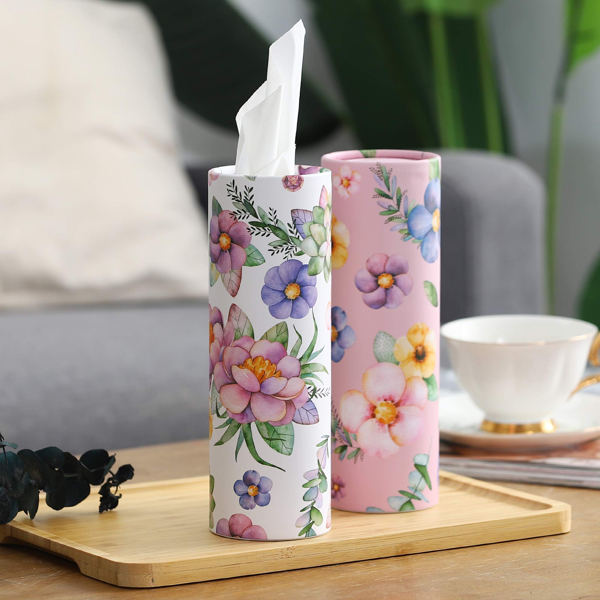 Car Tissues Holder With Facial Tissues - 4 Pk - Travel Tissue Tubes Box Container Perfect Fit For Car Cup Holder Car Tissues Cyl