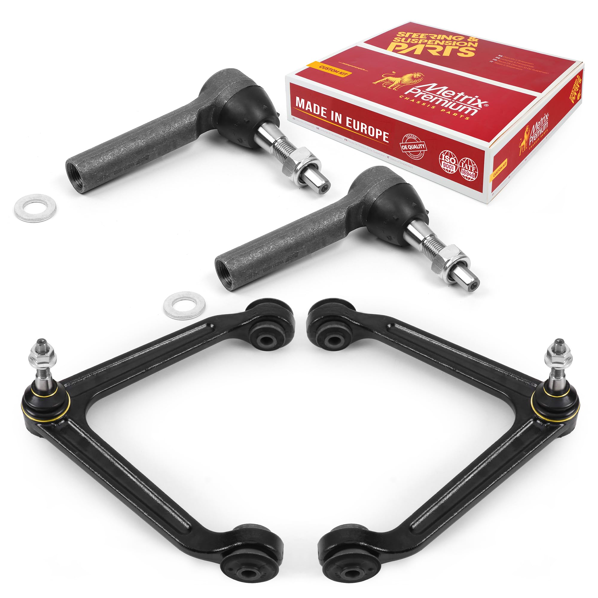 Metrix Premium Chassis Parts - 4 Pc Front L/R Upper Control Arm & L/R Outer Tie Rod End Kit Fits 2002-2005 Dodge Ram 1500 4Wd, 2