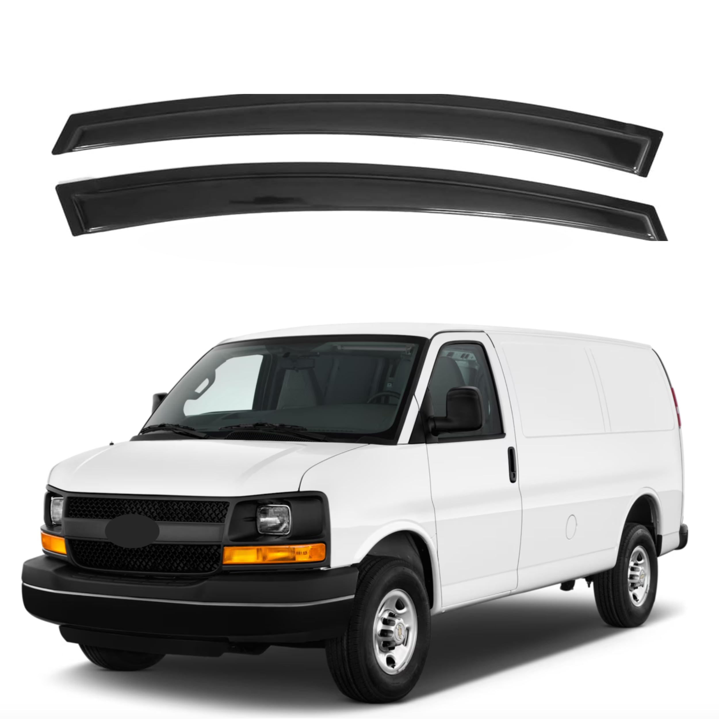 Ig Window Visor For 1996-2024 Chevrolet Express Van & Gmc Savana, Rain Guard Tape-On Side Vent Window Deflector