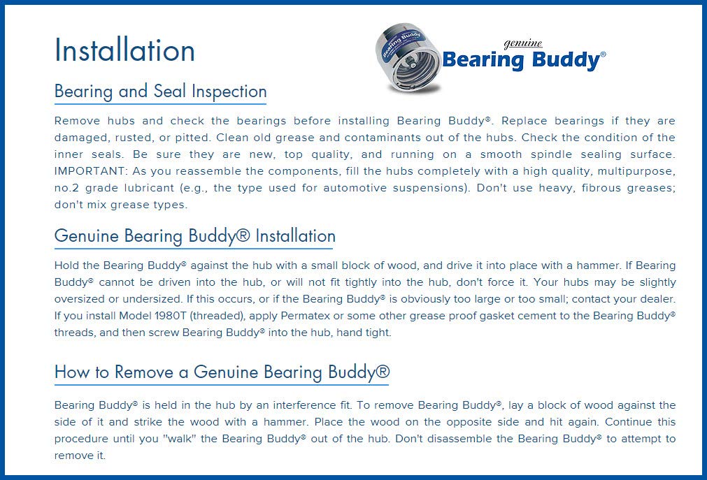 Bearing Buddy Stainless Steel Bearing Protectors, 1.980" Diameter, Model 1980A-SS, Auto Check with Bras - Pair