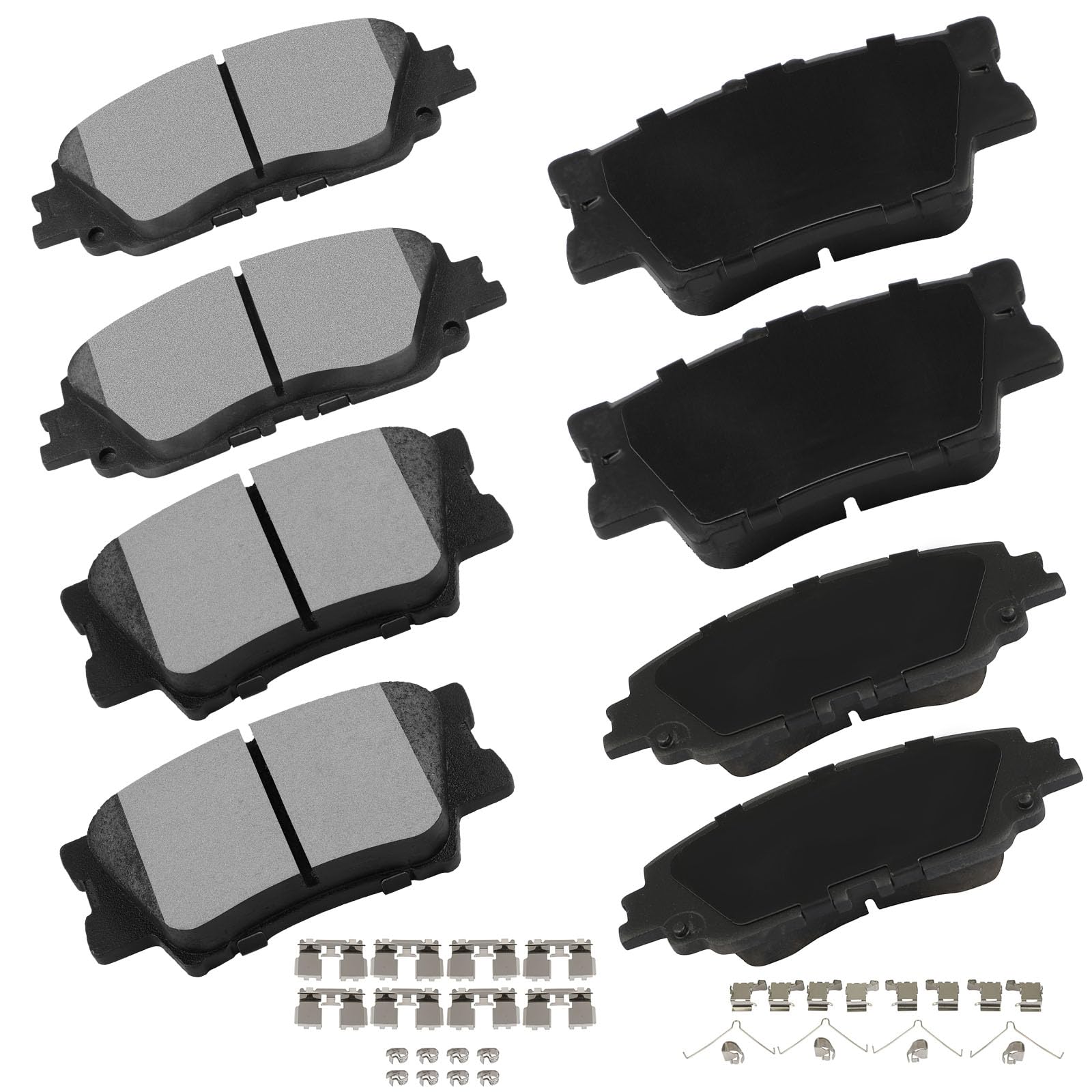 Cciyu D2076 D1212 Front & Rear Ceramic Disc Brake Pads Set W/Hardware Fit For Toyota For Camry 2018-2020
