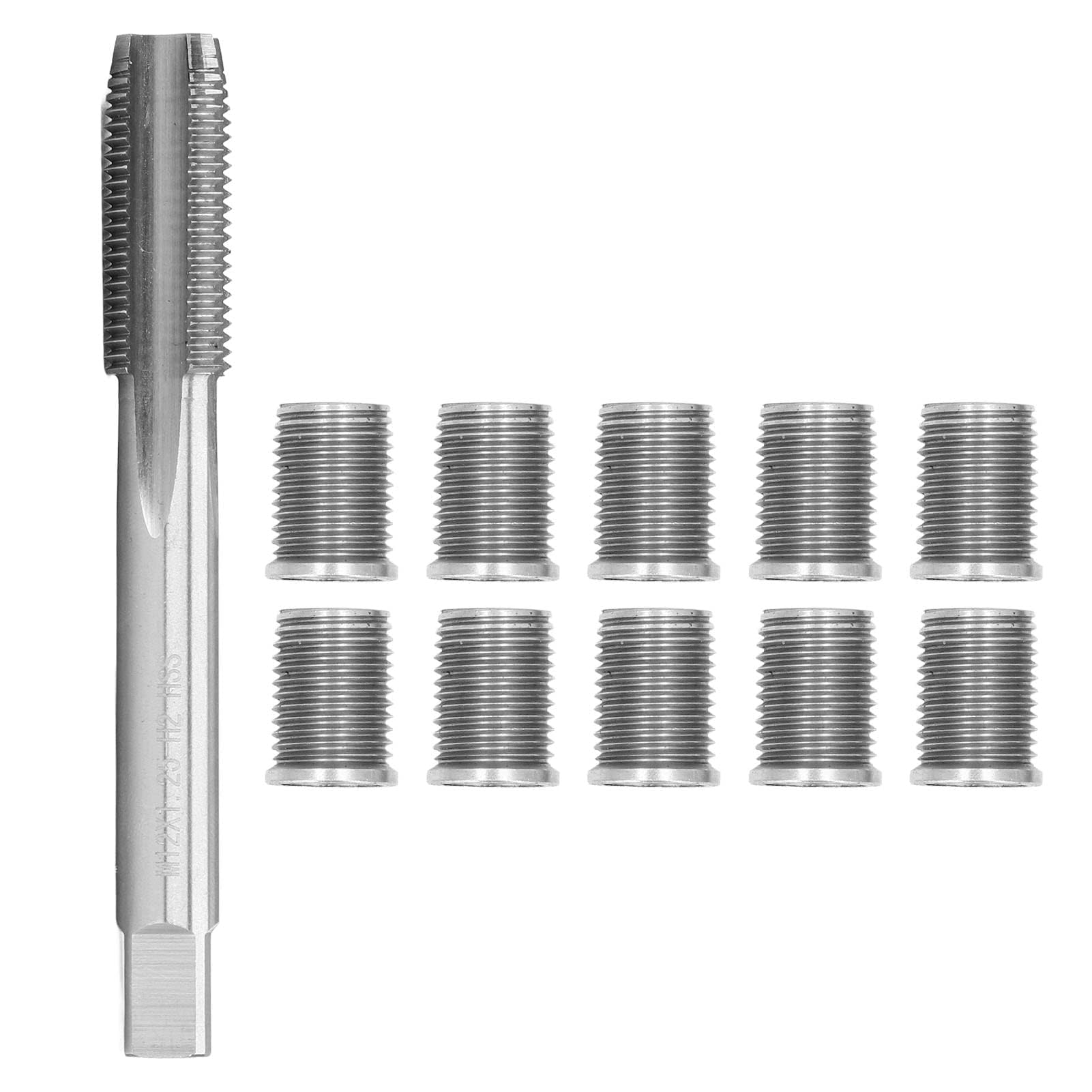 Spark Plug Thread Repair Tool, M10x1.25 Bolt + M12x1.25 Tap Auto Accessories Hardware Kit for Gasoline Engines, Generators